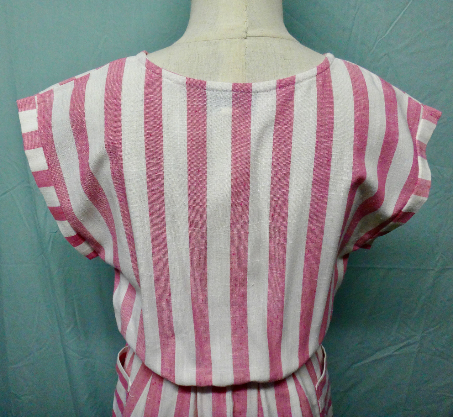 Candy Pink/White Stripe Dress with Pockets