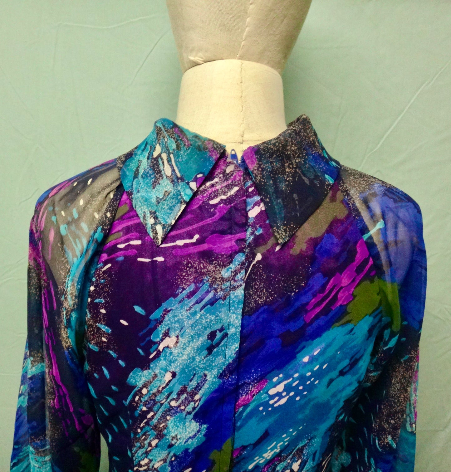 70s Fireworks Print Evening Dress