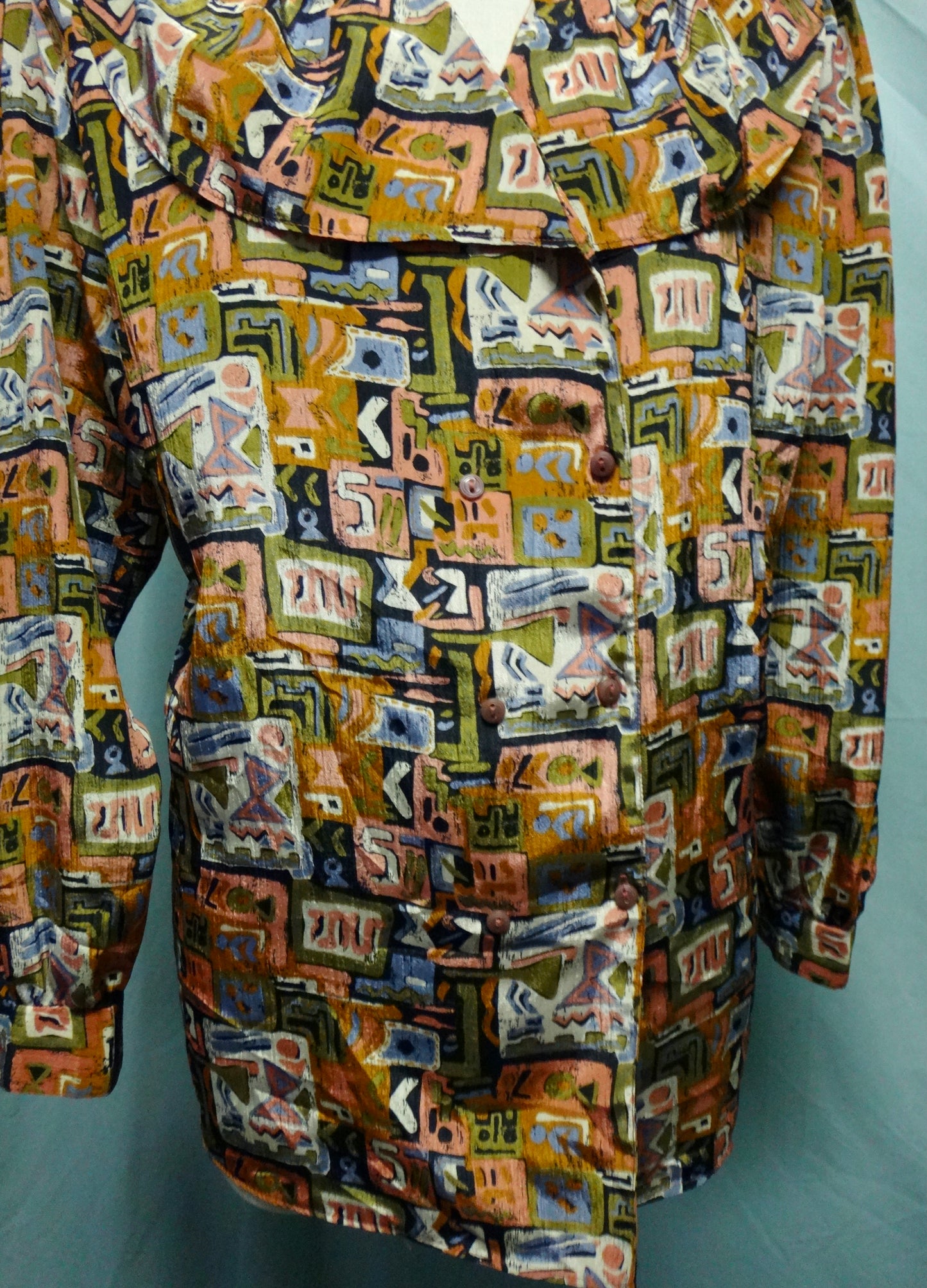 90s Abstract Blouse in Bronze and Pink
