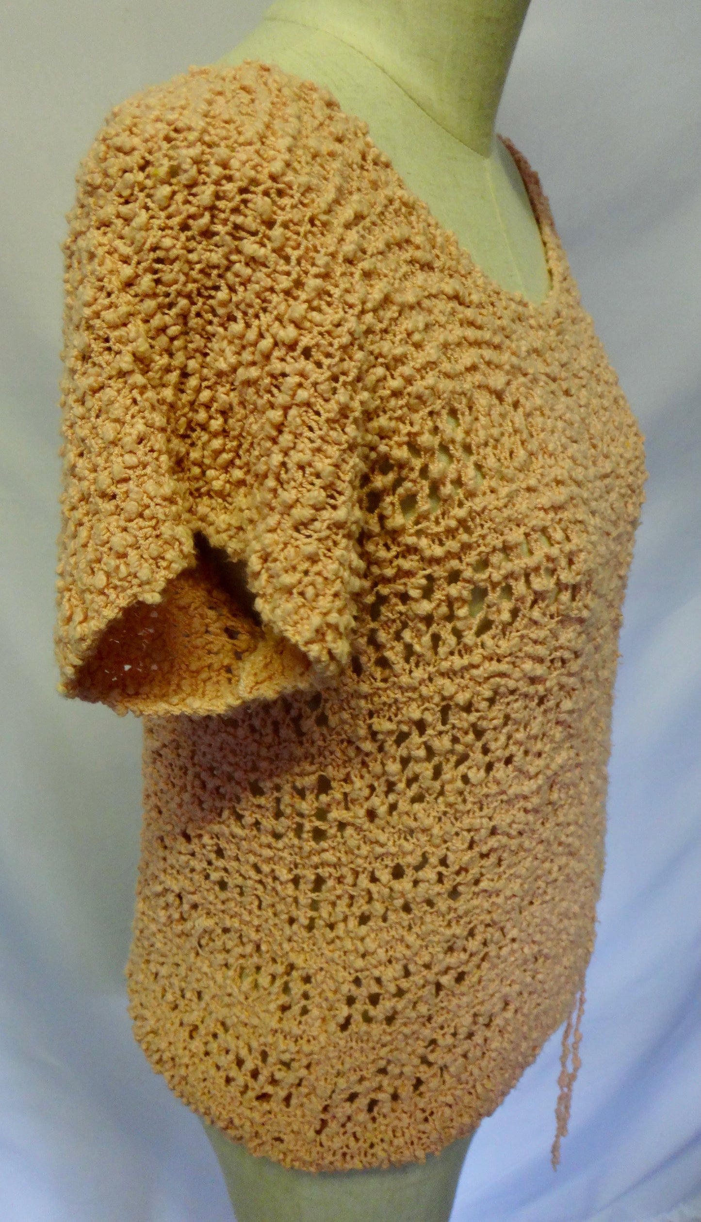 Handmade Boho Crochet Bobble Knit in Salmon Pink