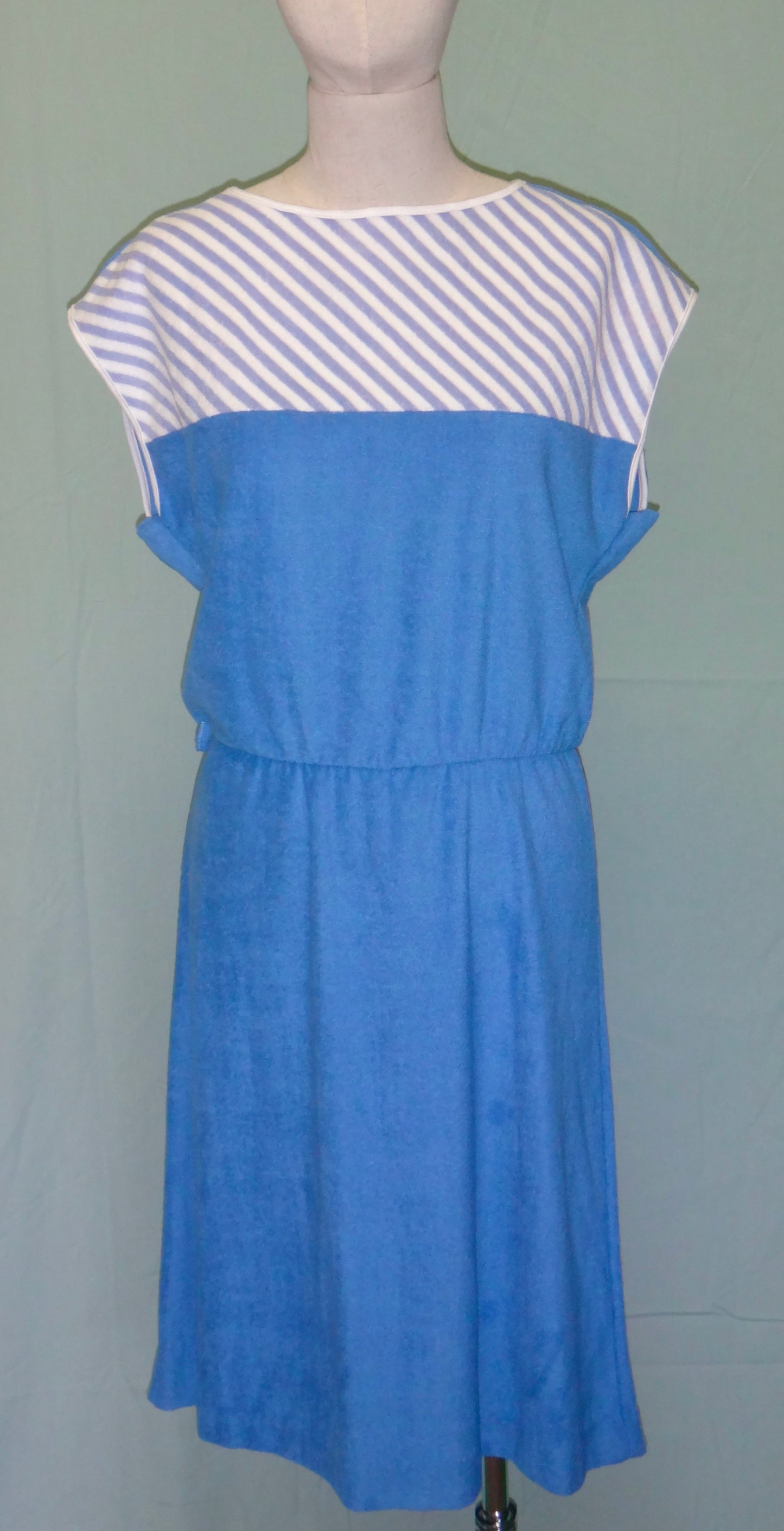 80s Blue Terry Stripe Dress