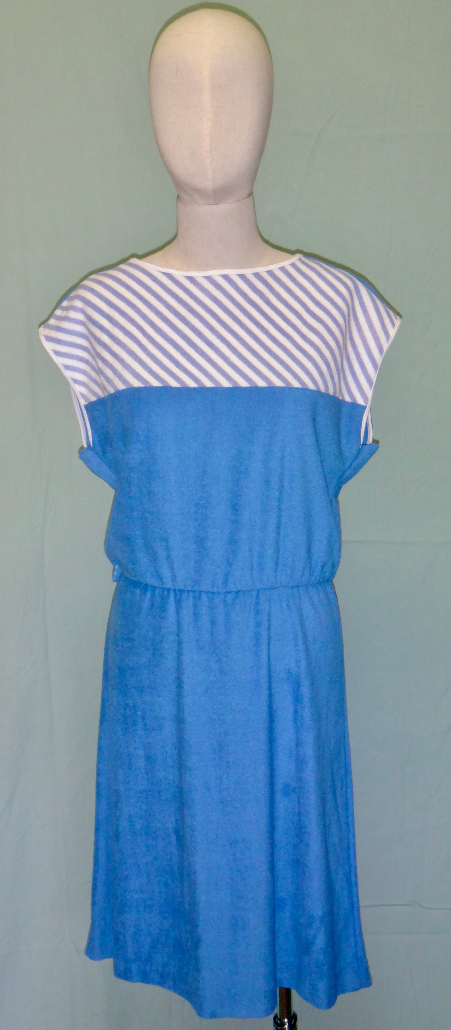 80s Blue Terry Stripe Dress