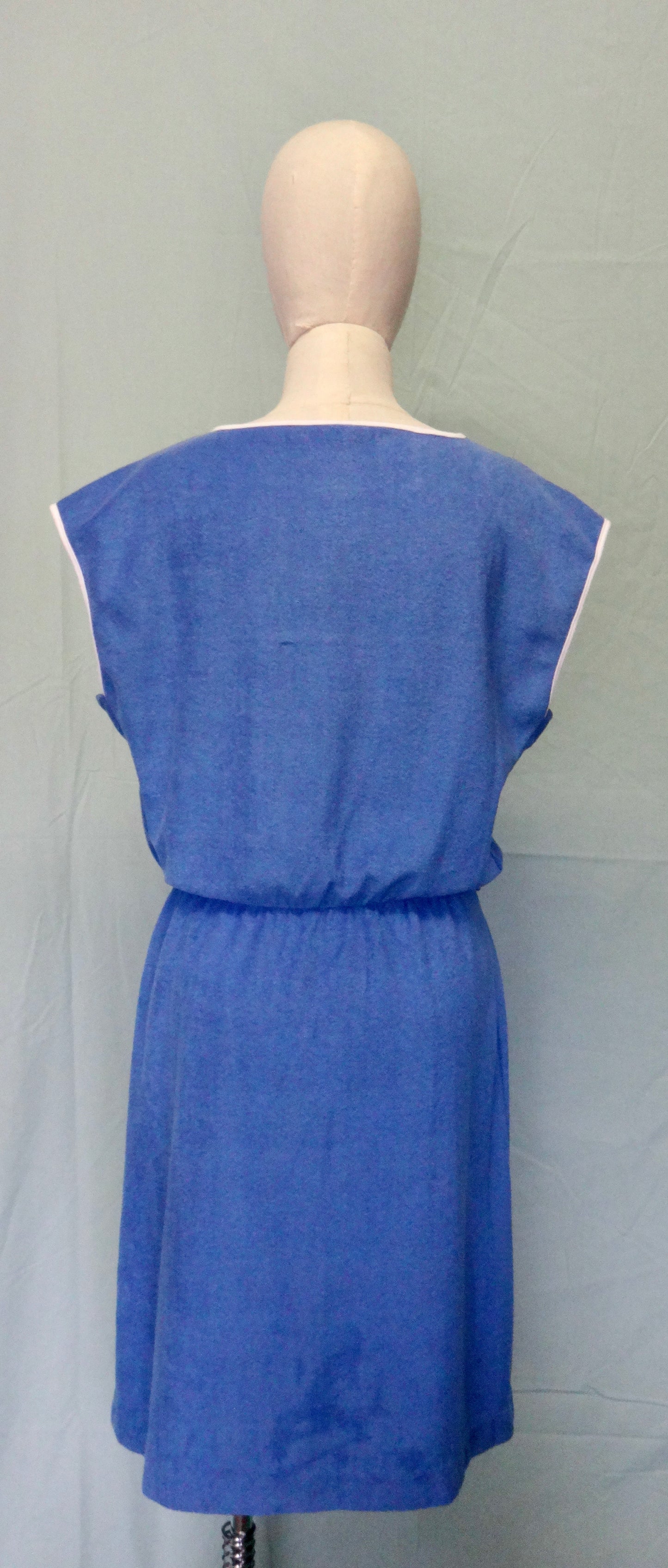 80s Blue Terry Stripe Dress