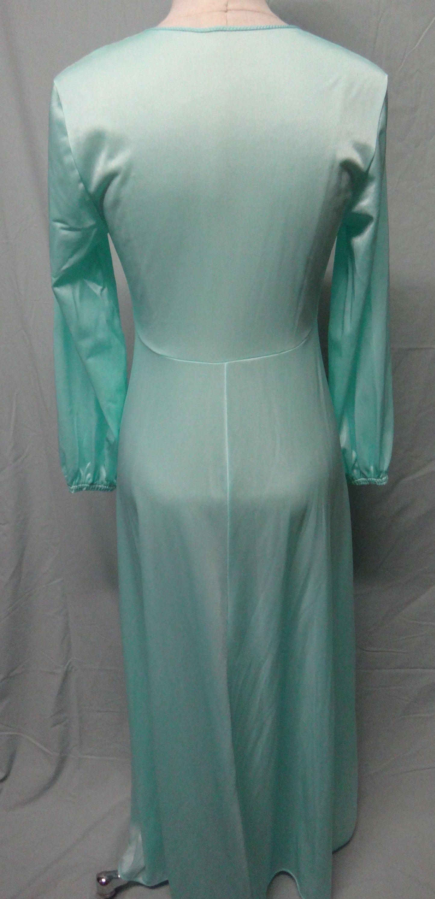 70s Aqua Lingerie Dress with Lace cut out detail