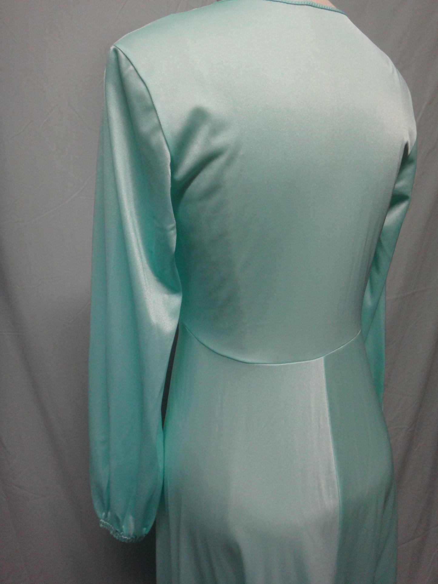 70s Aqua Lingerie Dress with Lace cut out detail