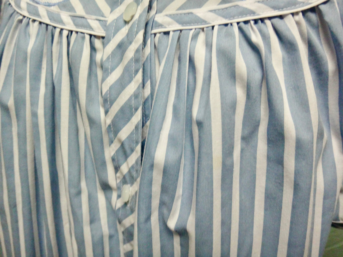 80s Blue and White Stripe House Dress Jacket