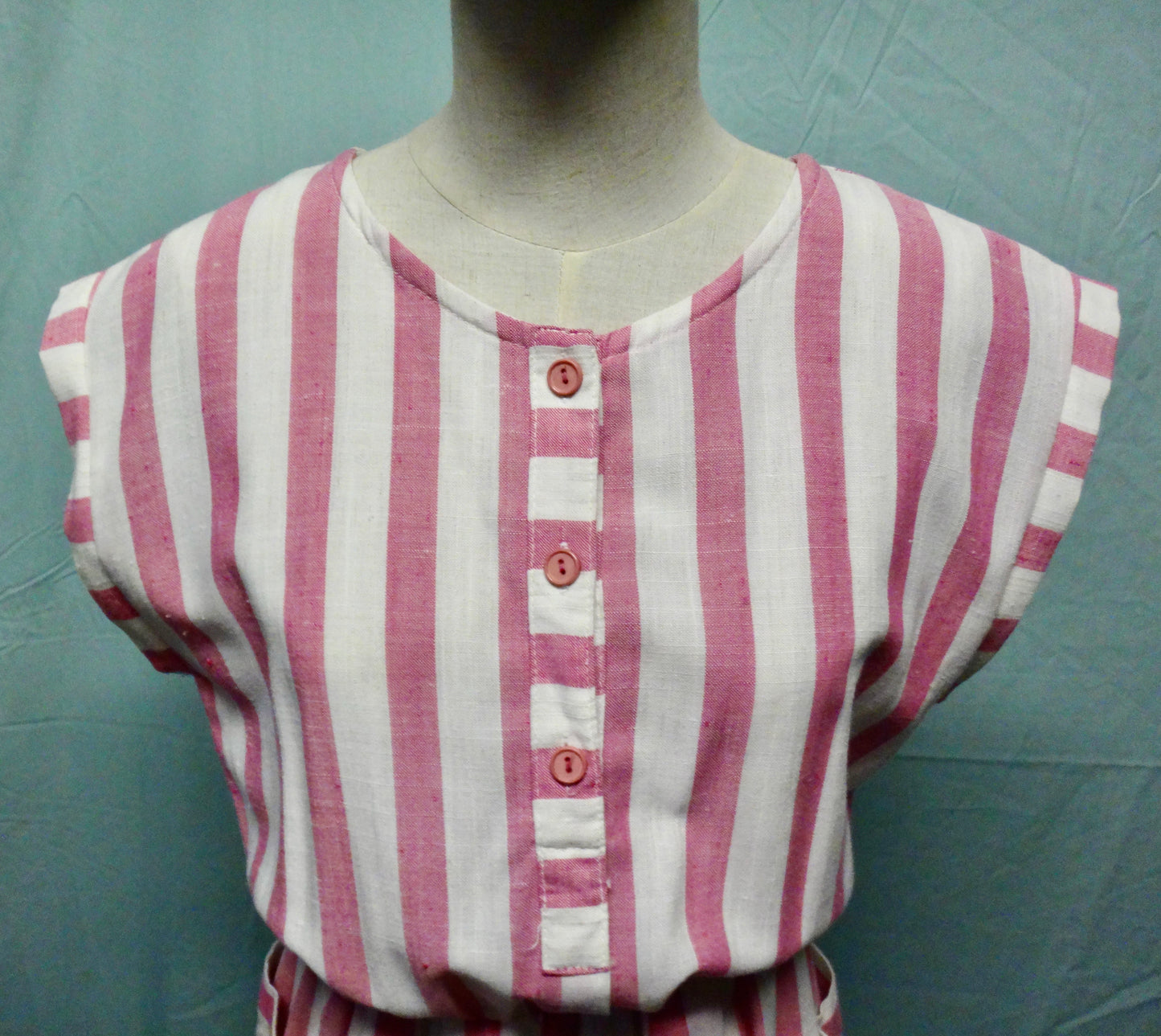 Candy Pink/White Stripe Dress with Pockets