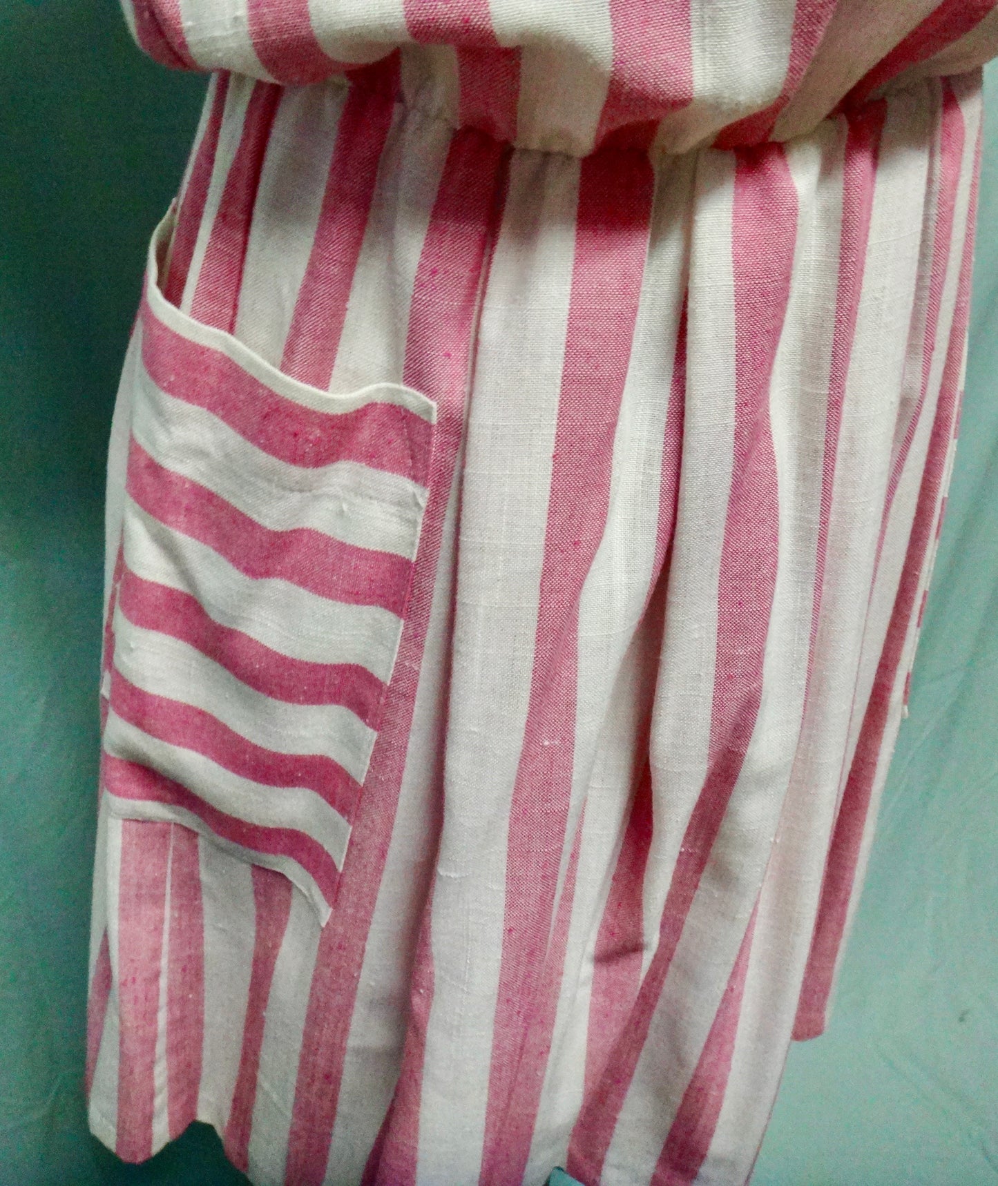 Candy Pink/White Stripe Dress with Pockets