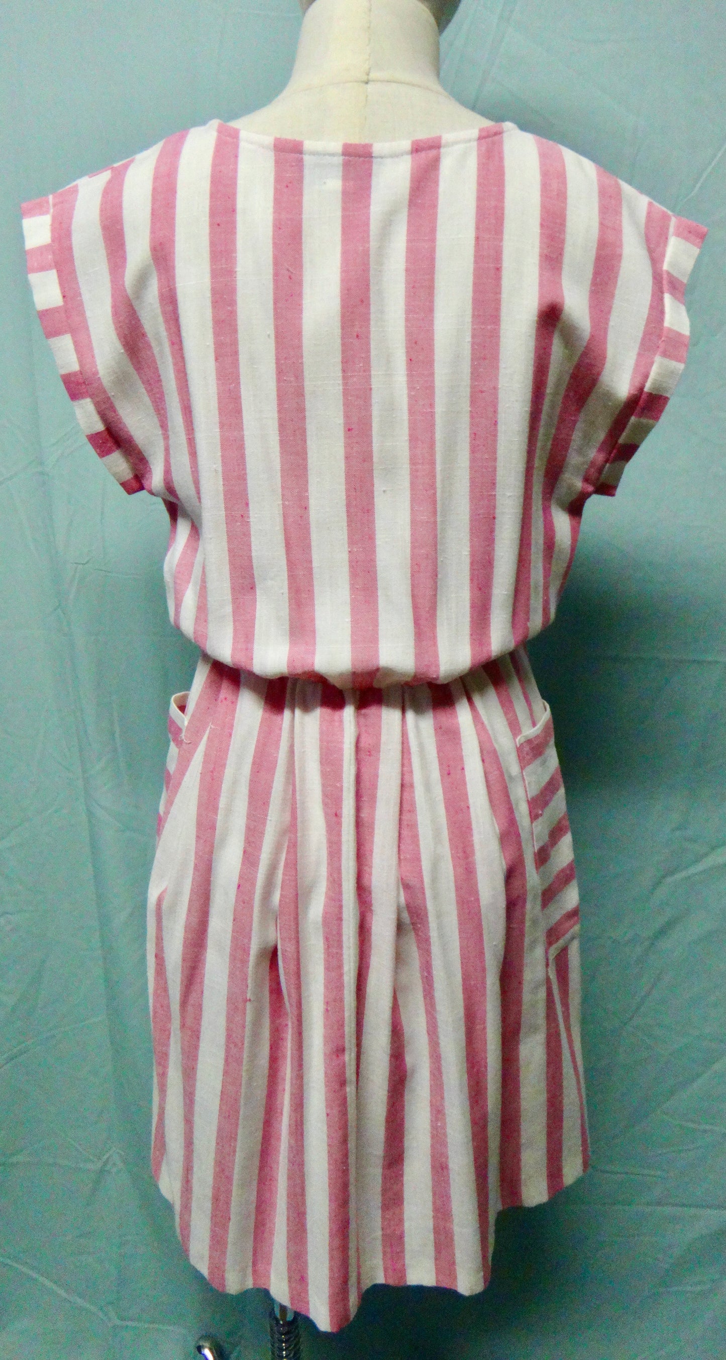 Candy Pink/White Stripe Dress with Pockets