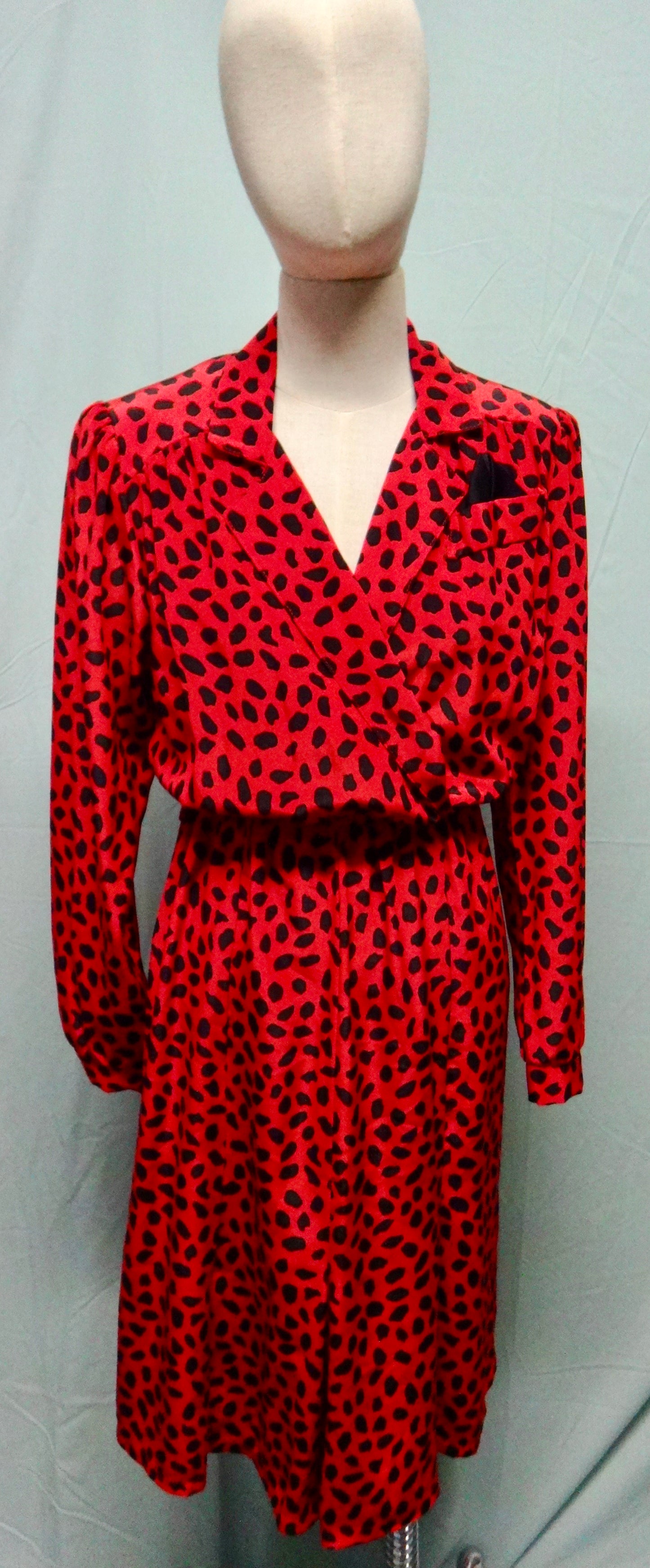 80s Animal Secretary Dress Black Red