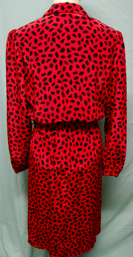 80s Animal Secretary Dress Black Red