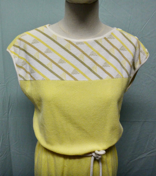 80s Sunny Yellow Terry Summer Dress