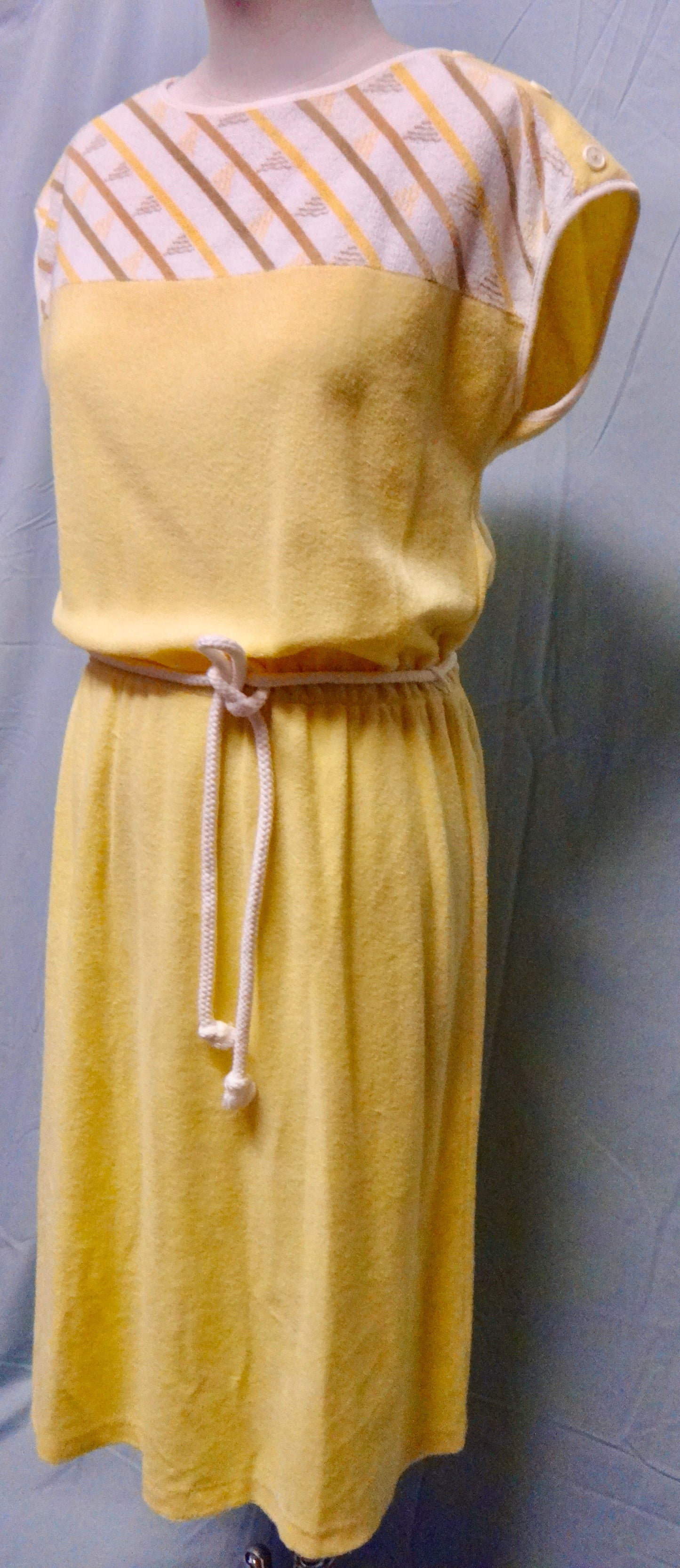 80s Sunny Yellow Terry Summer Dress