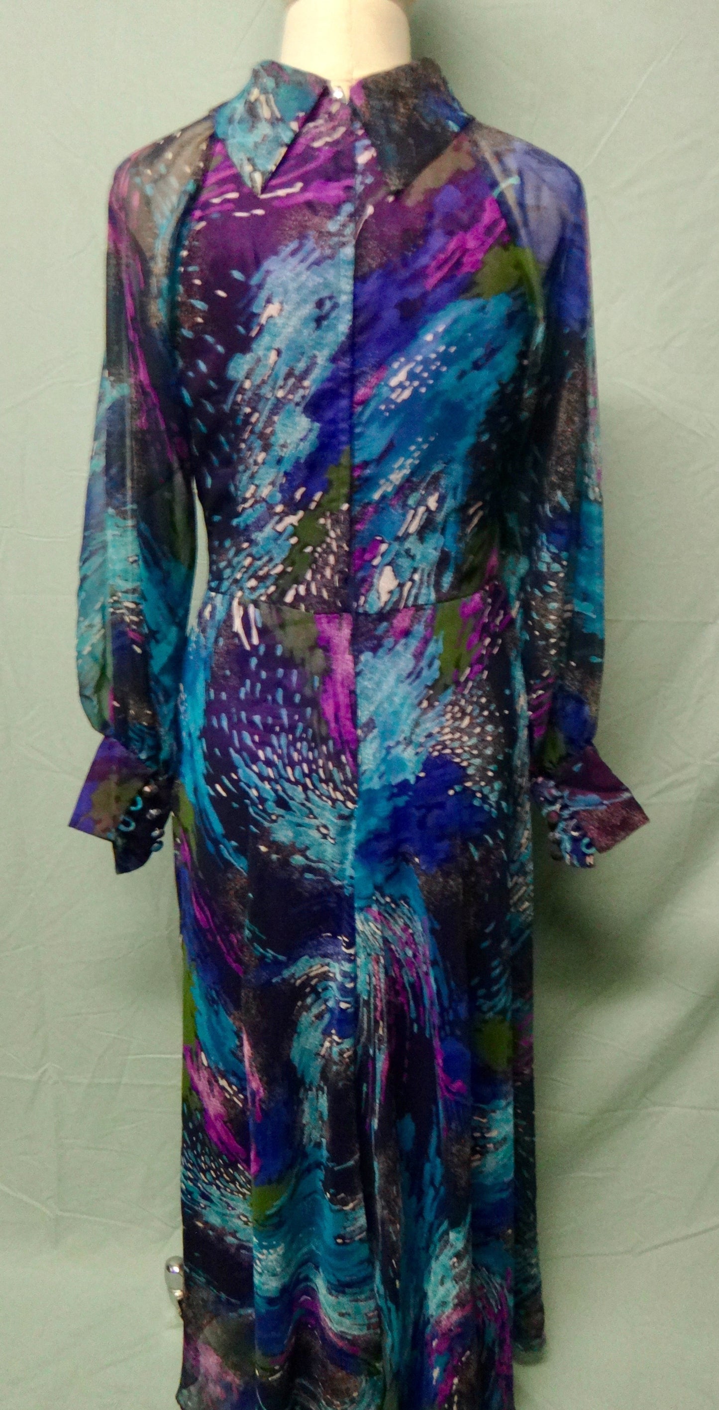 70s Fireworks Print Evening Dress