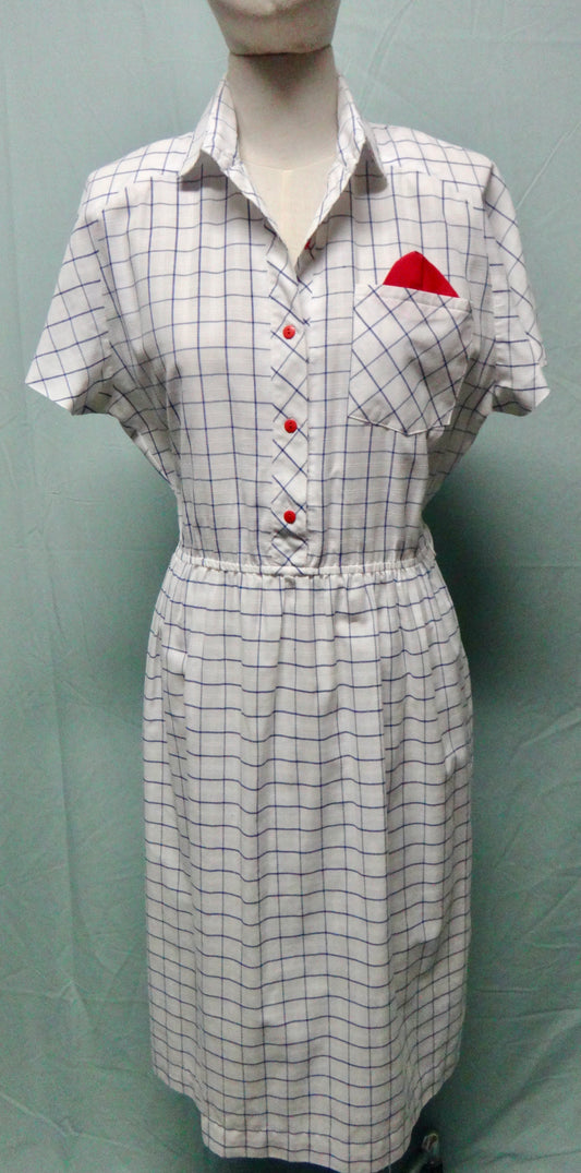 80s Check Secretary Dress with Pocket Square