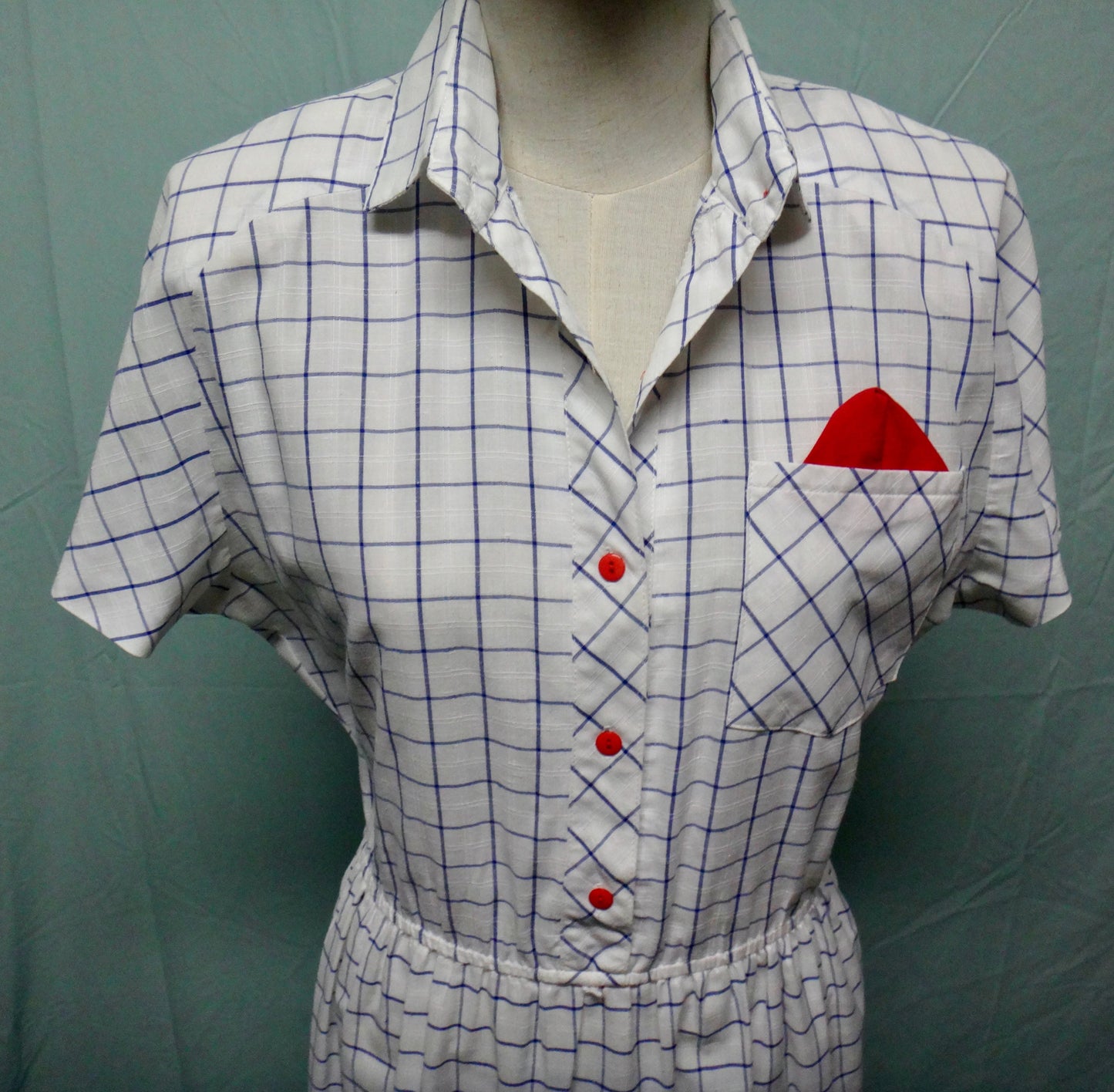 80s Check Secretary Dress with Pocket Square