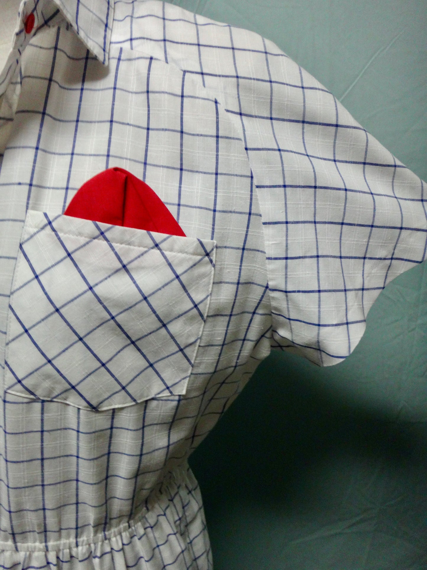 80s Check Secretary Dress with Pocket Square