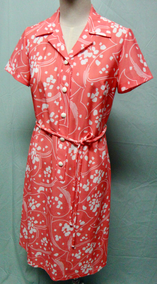 Abstract Print Peach Day Dress