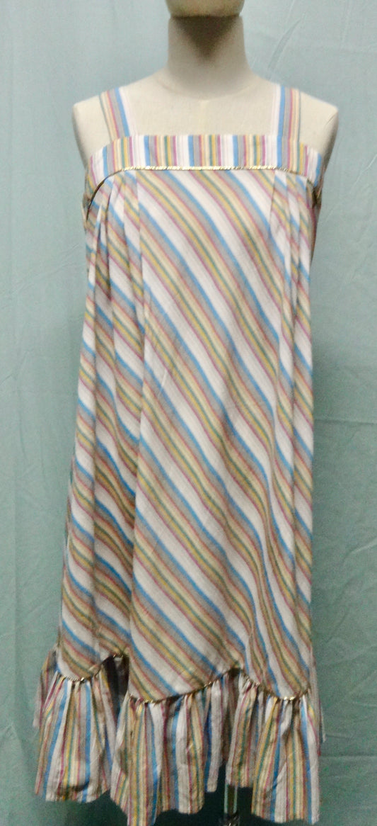 80s Rainbow Stripe Summer Dress