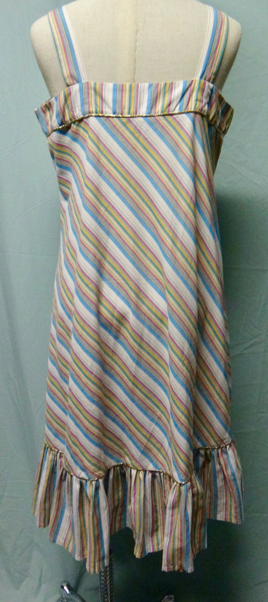 80s Rainbow Stripe Summer Dress