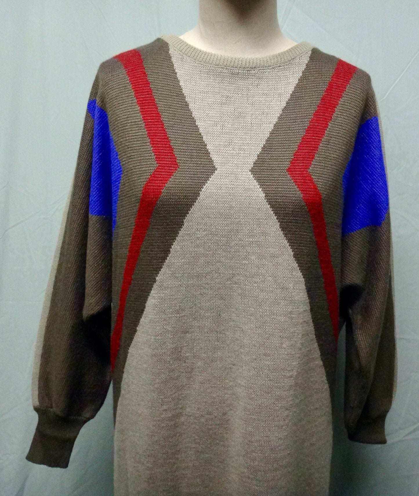 80s Geo Bat Wing Wool Dress