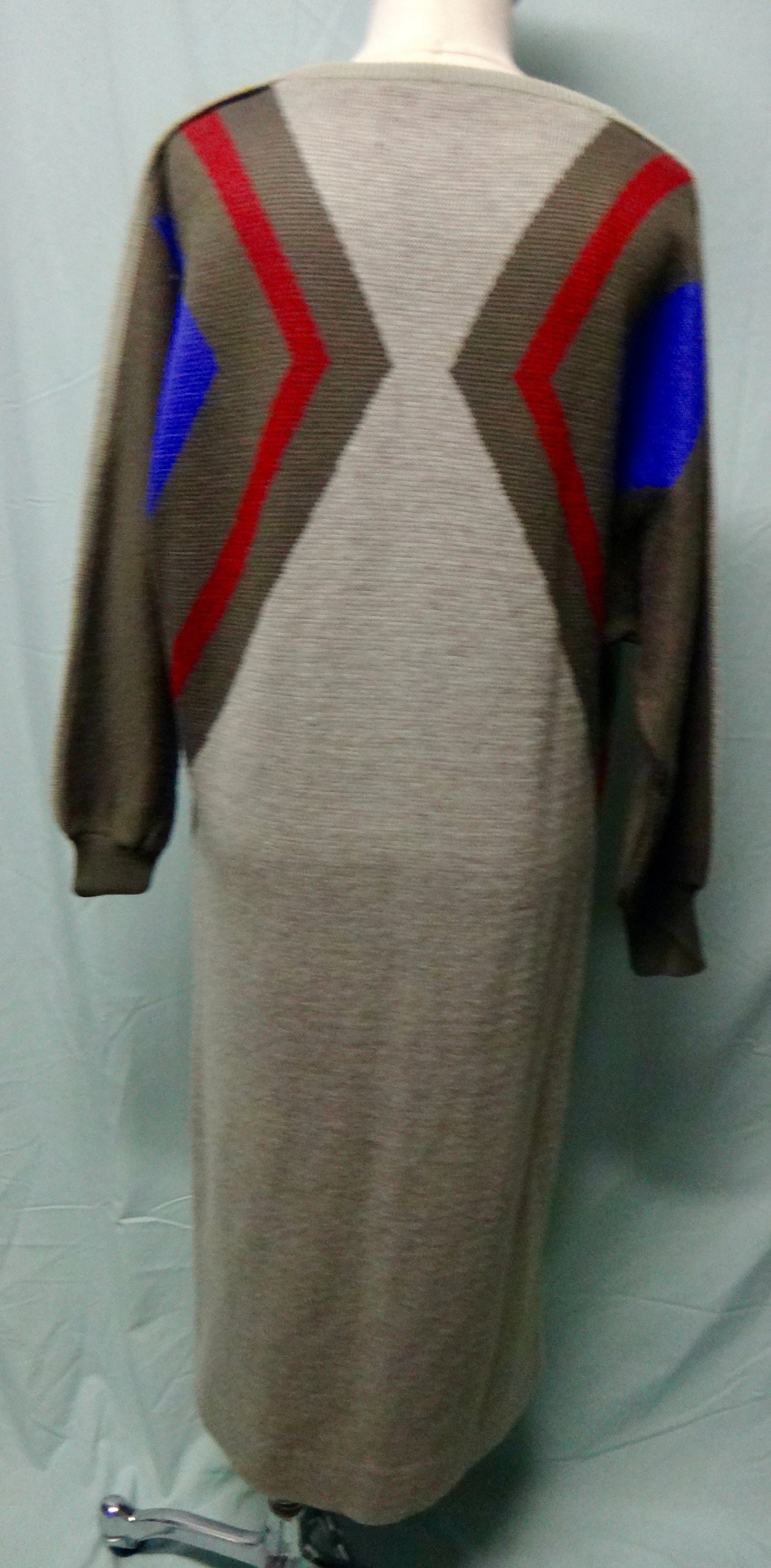 80s Geo Bat Wing Wool Dress