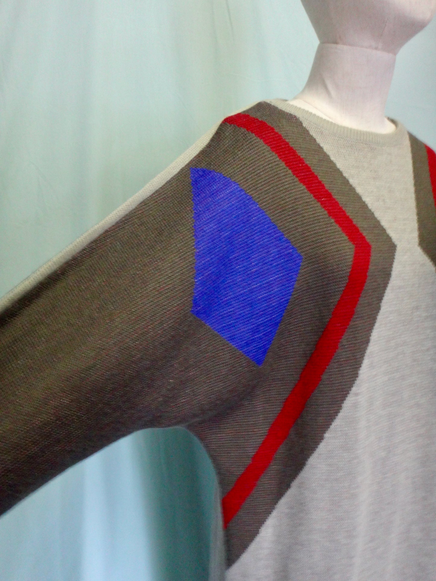 80s Geo Bat Wing Wool Dress