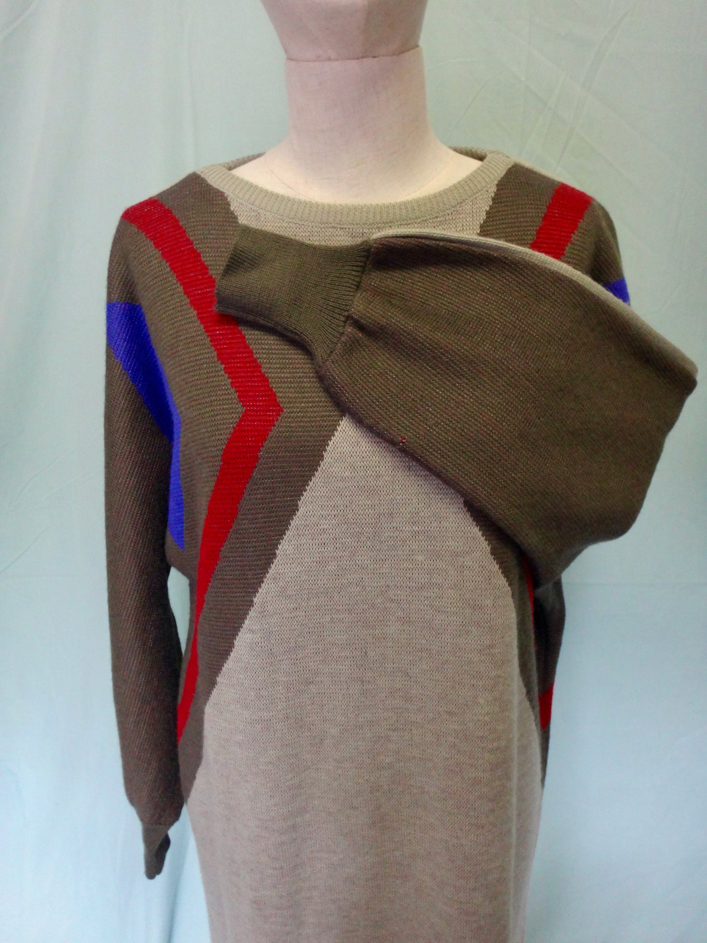 80s Geo Bat Wing Wool Dress