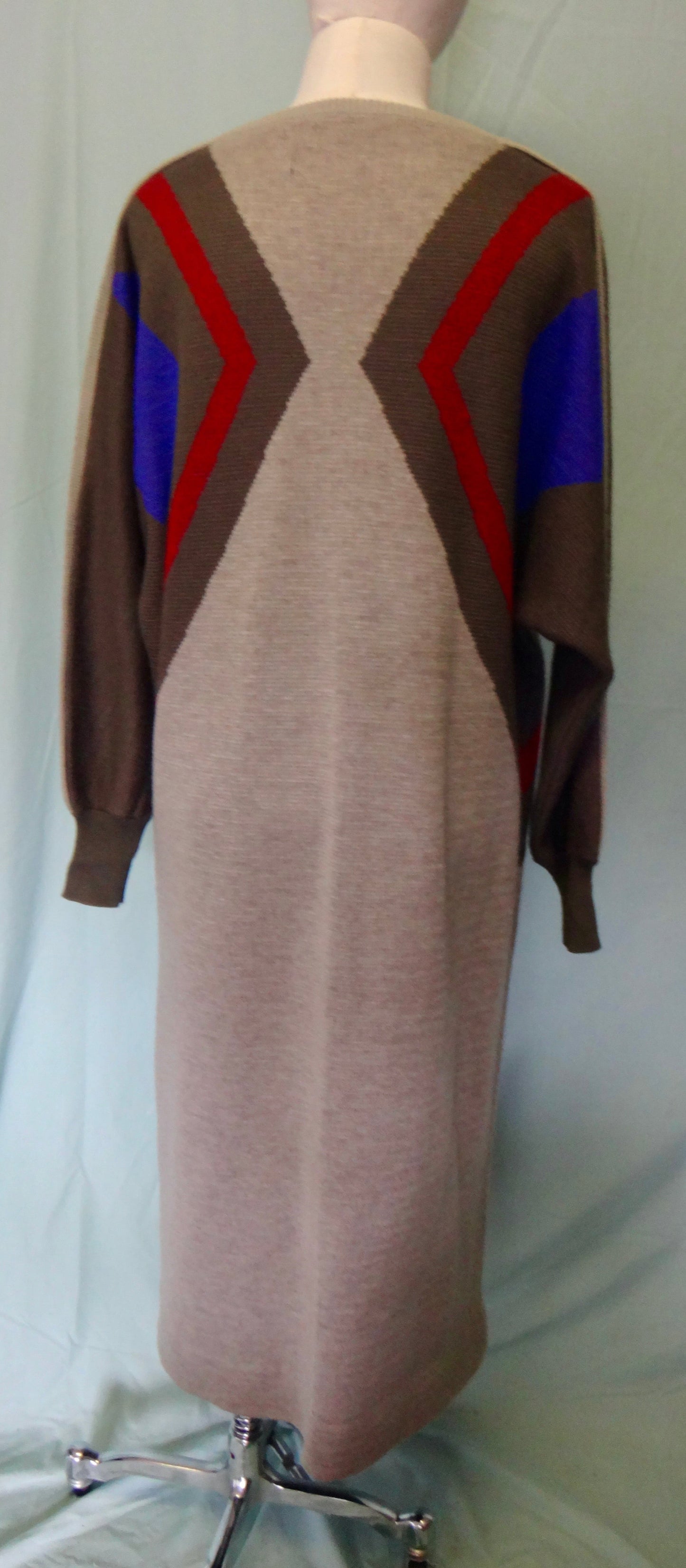 80s Geo Bat Wing Wool Dress