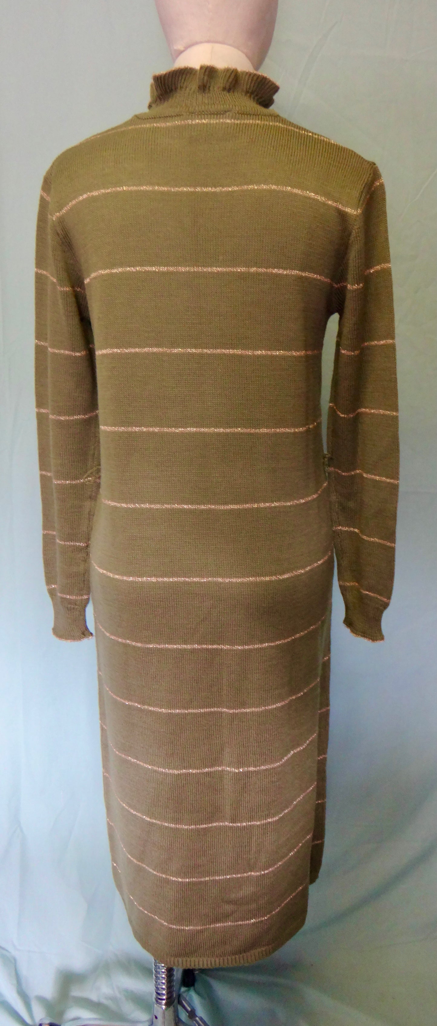 80s "Katies" Khaki Ruffle Winter Dress