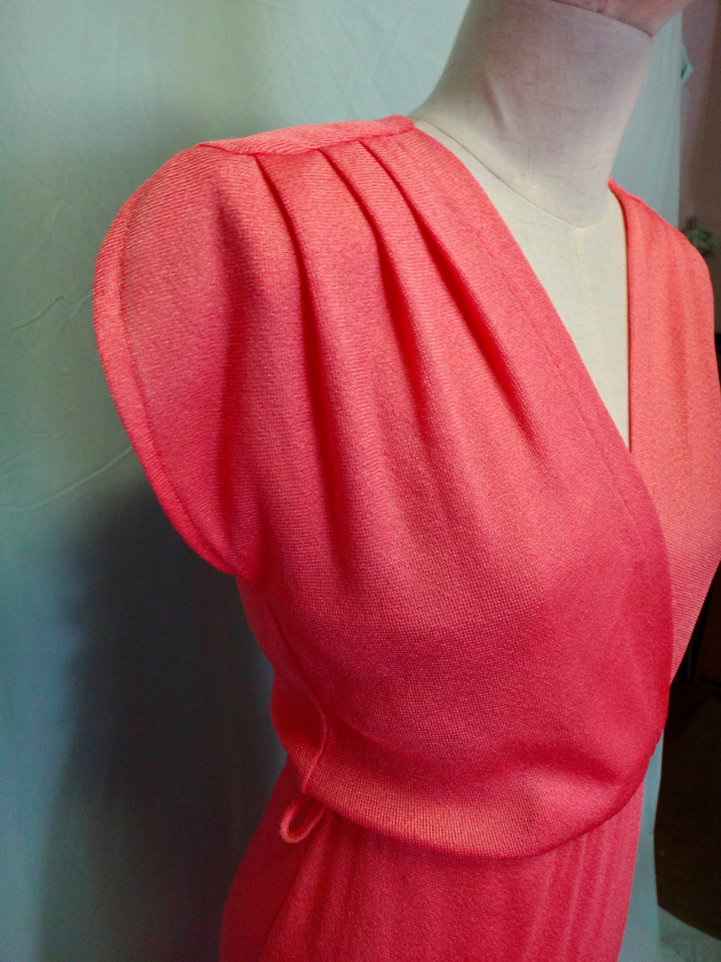 70s Pink Silky Mesh Disco Dress