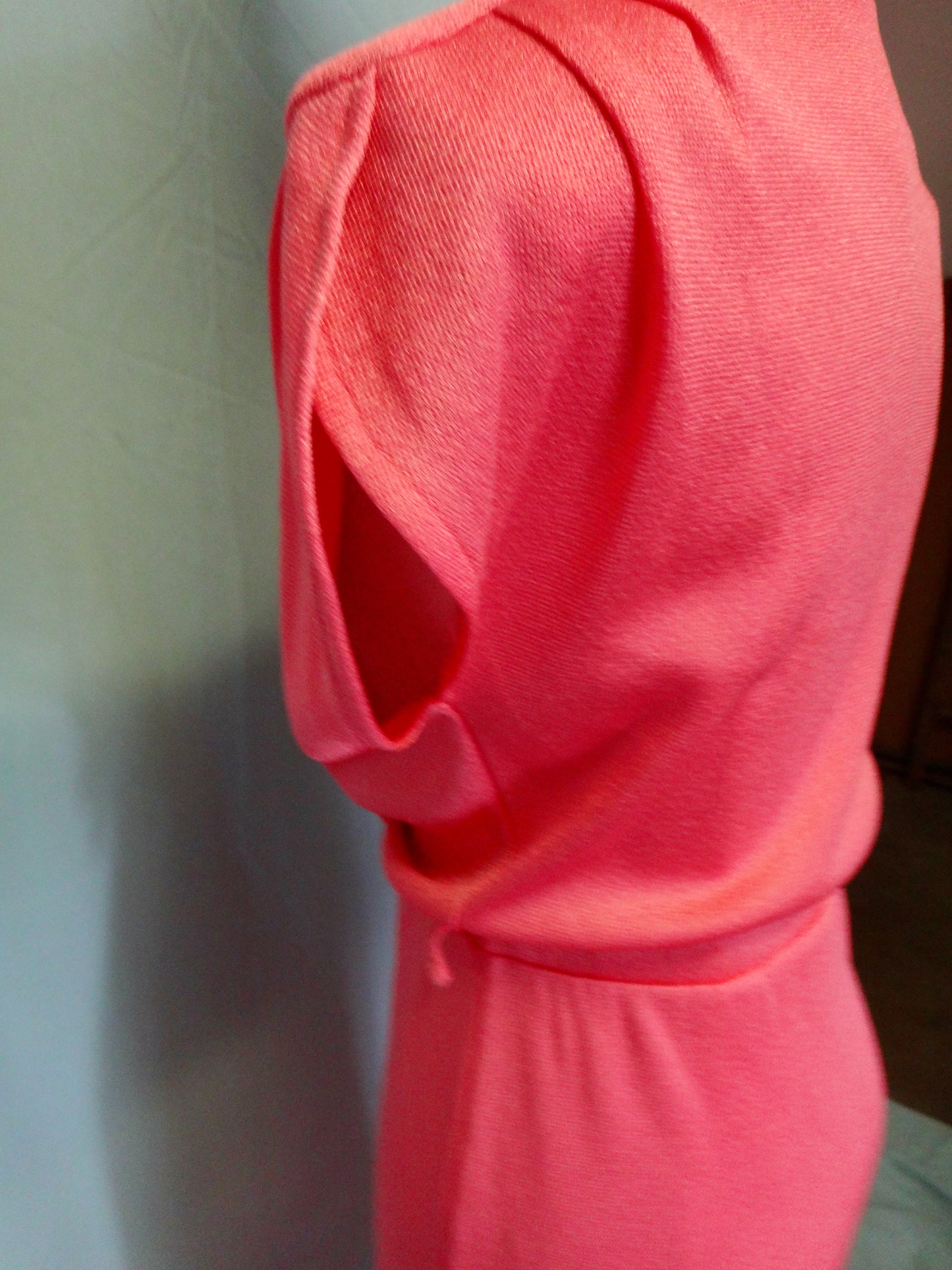 70s Pink Silky Mesh Disco Dress