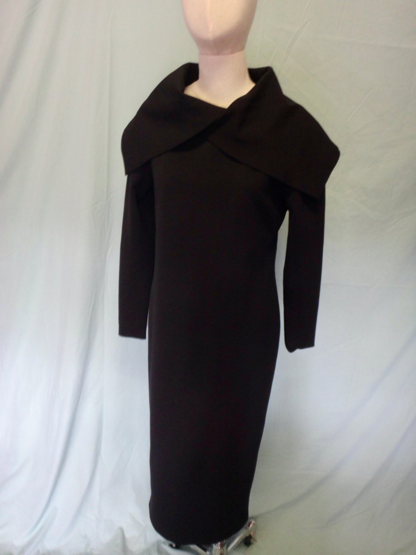 80s/90s "Jill Fitzsimon" Black Cape Neckline Dress