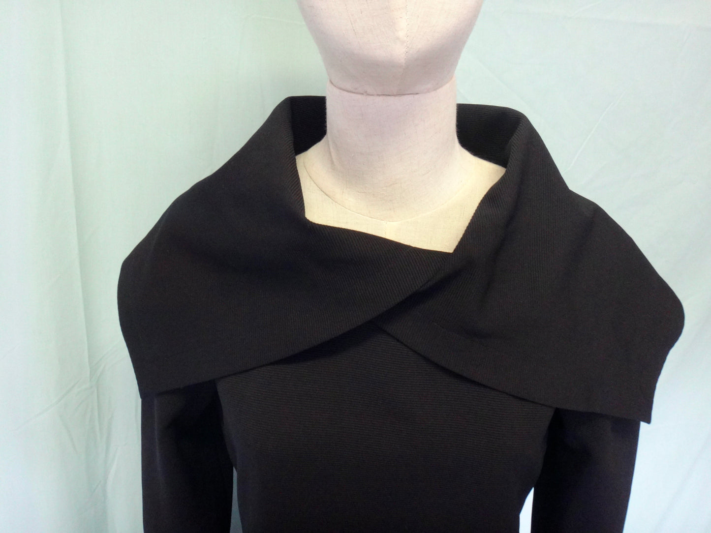 80s/90s "Jill Fitzsimon" Black Cape Neckline Dress