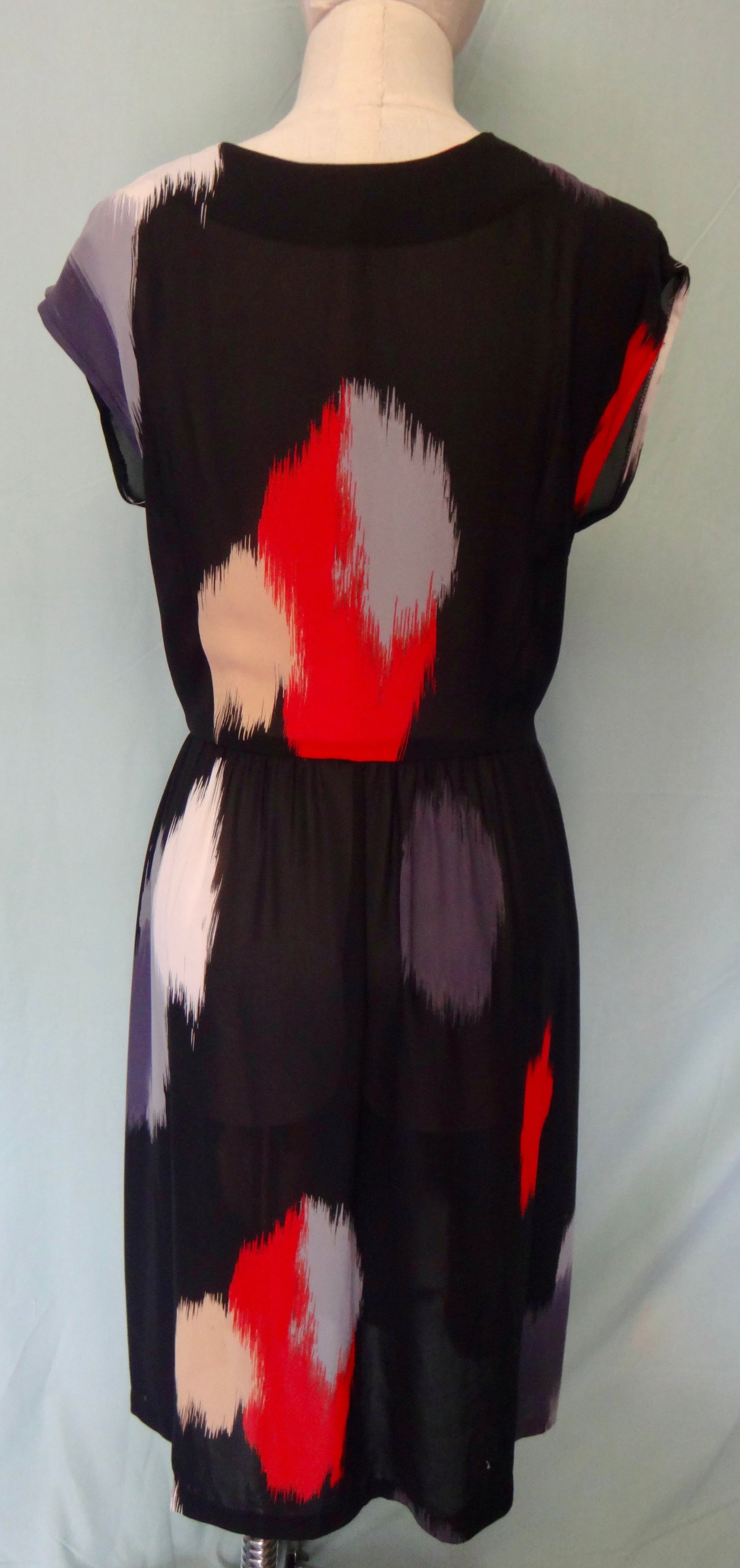 80s Black Paint Print Dress