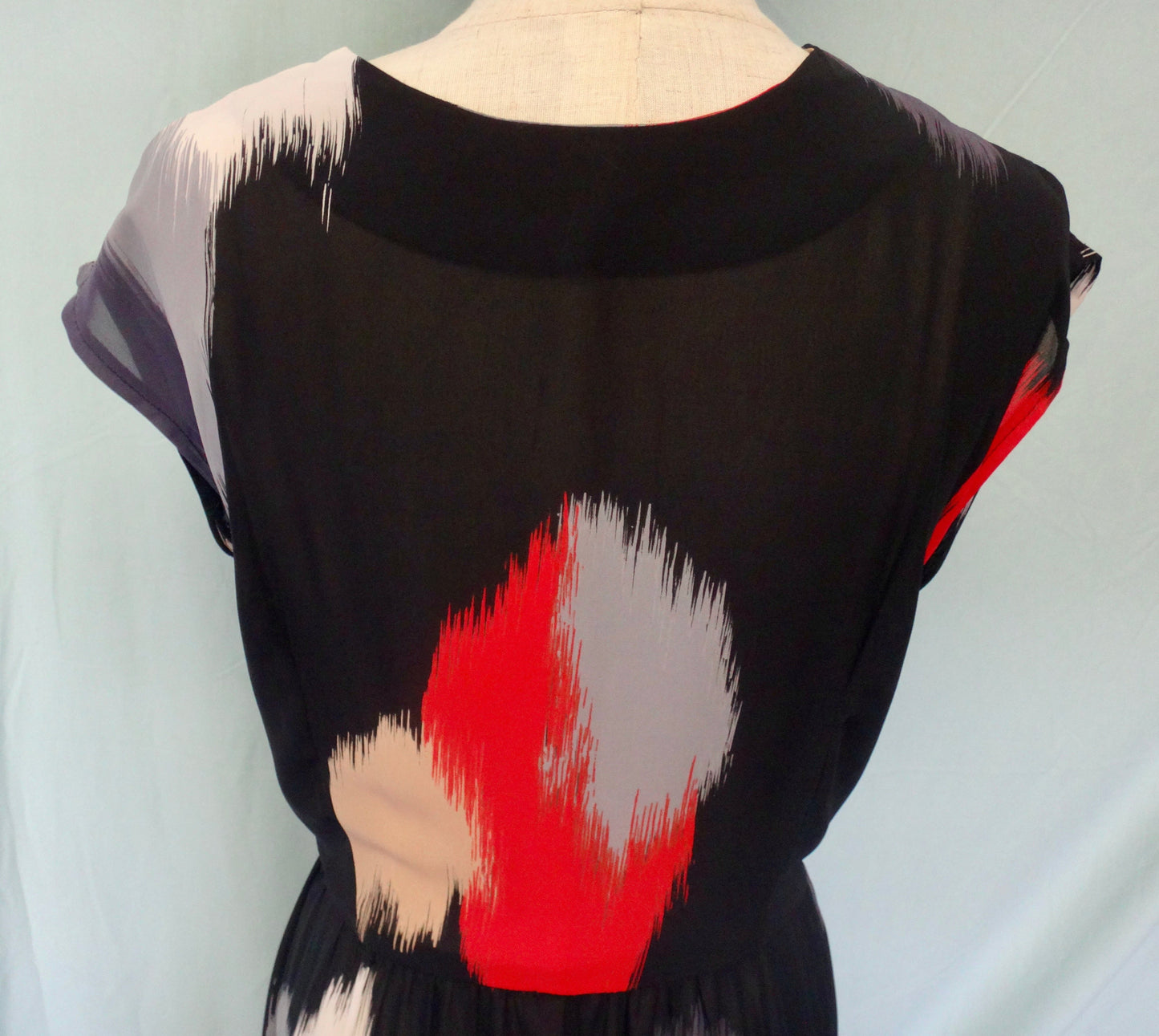 80s Black Paint Print Dress