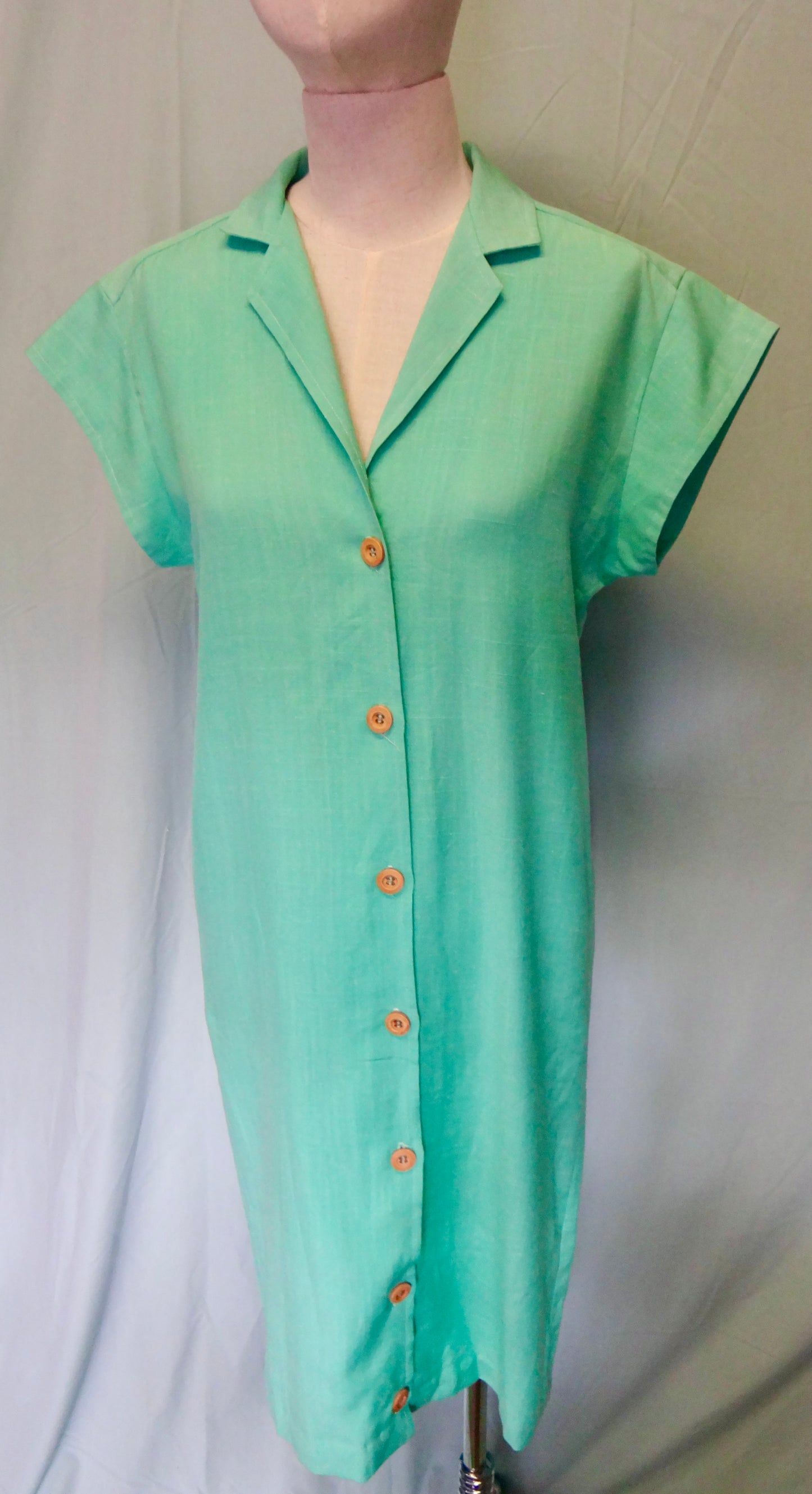 80s Mint Cap Sleeve Shirt Dress