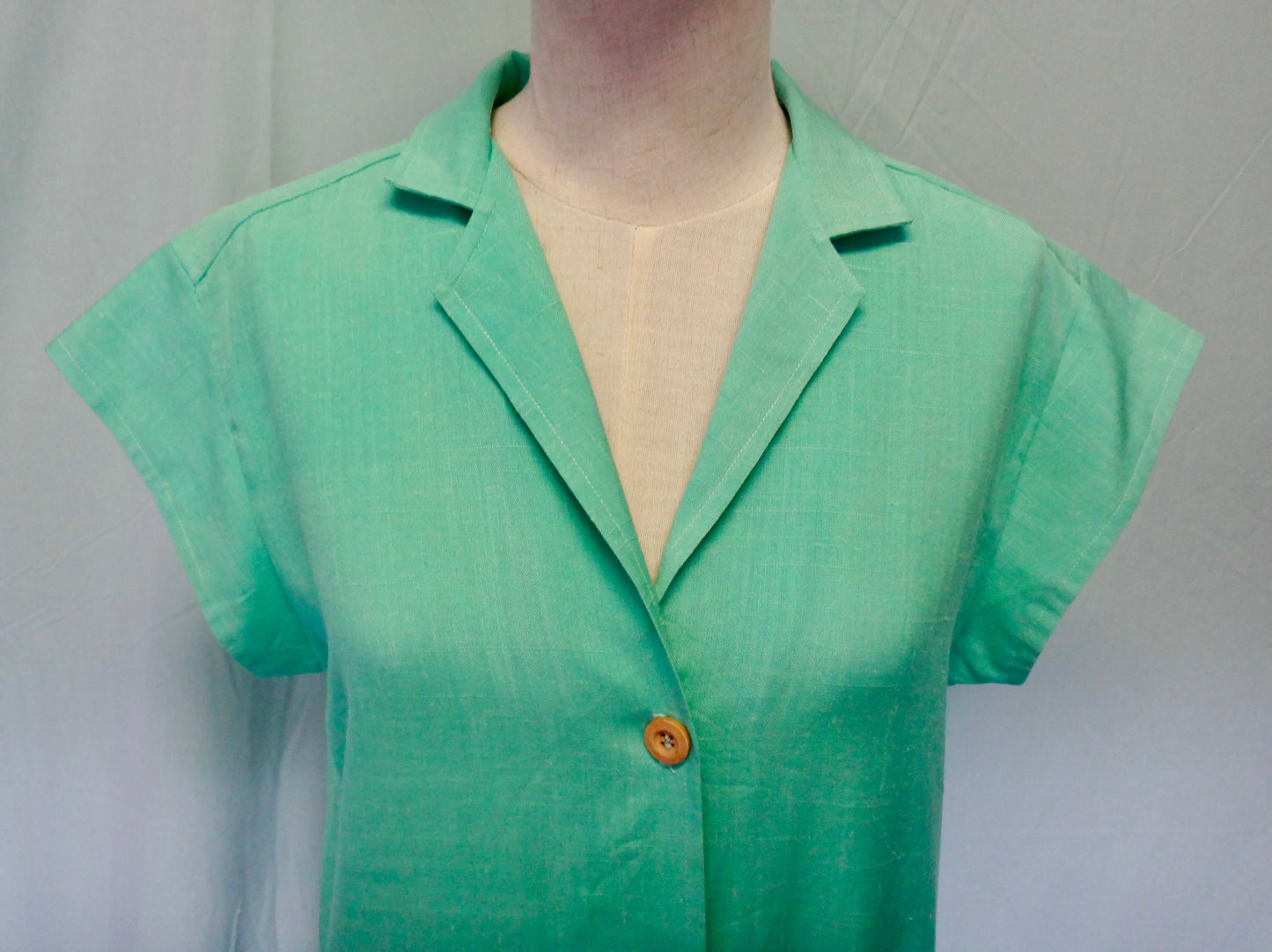 80s Mint Cap Sleeve Shirt Dress