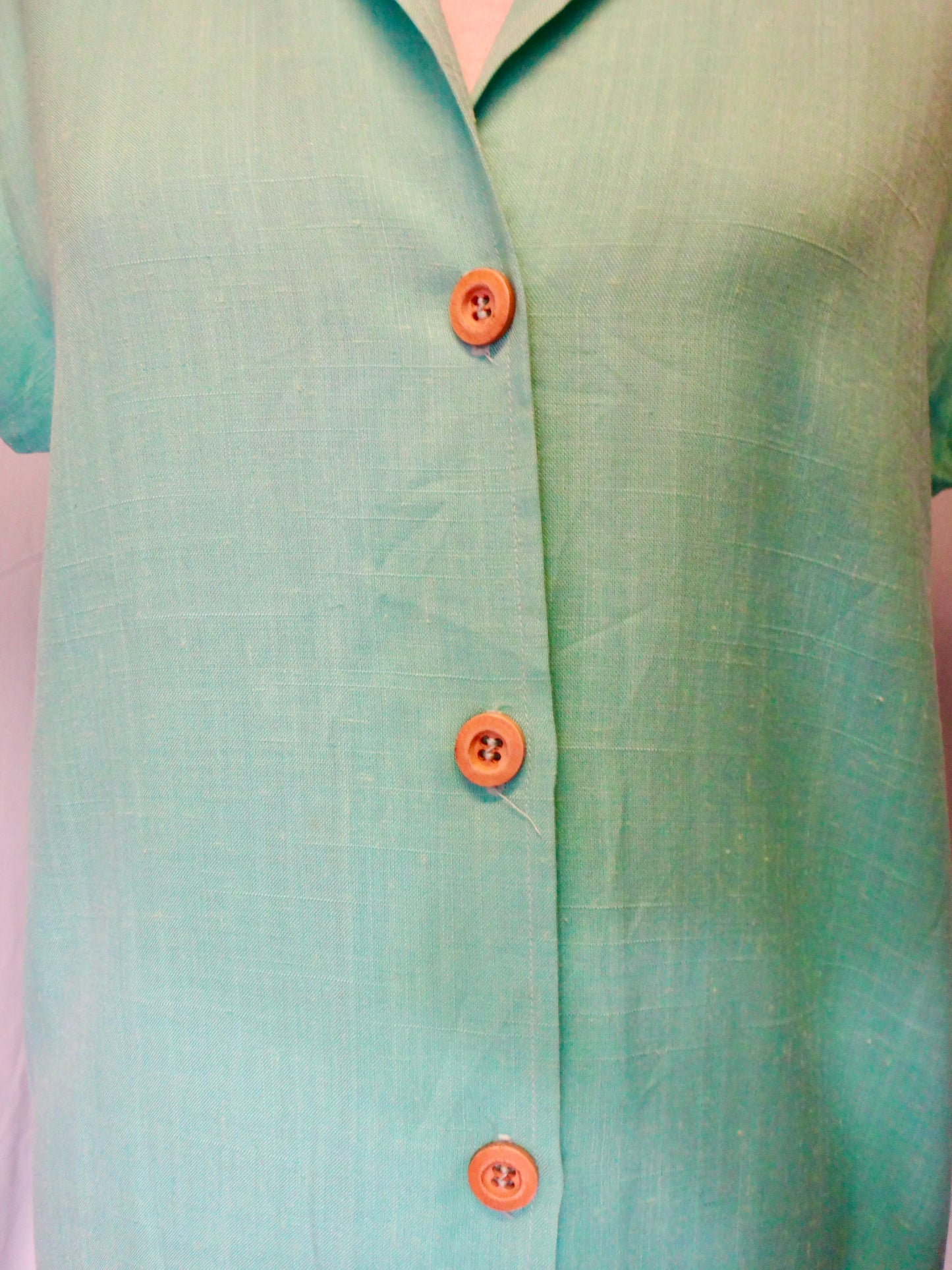 80s Mint Cap Sleeve Shirt Dress