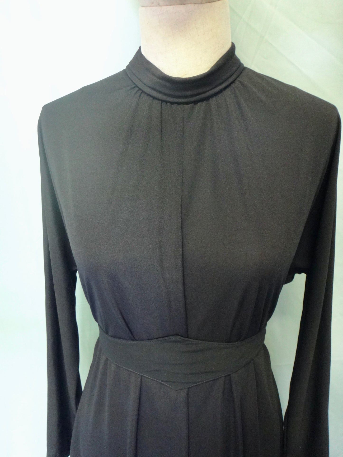 80s Black Batwing Evening Dress