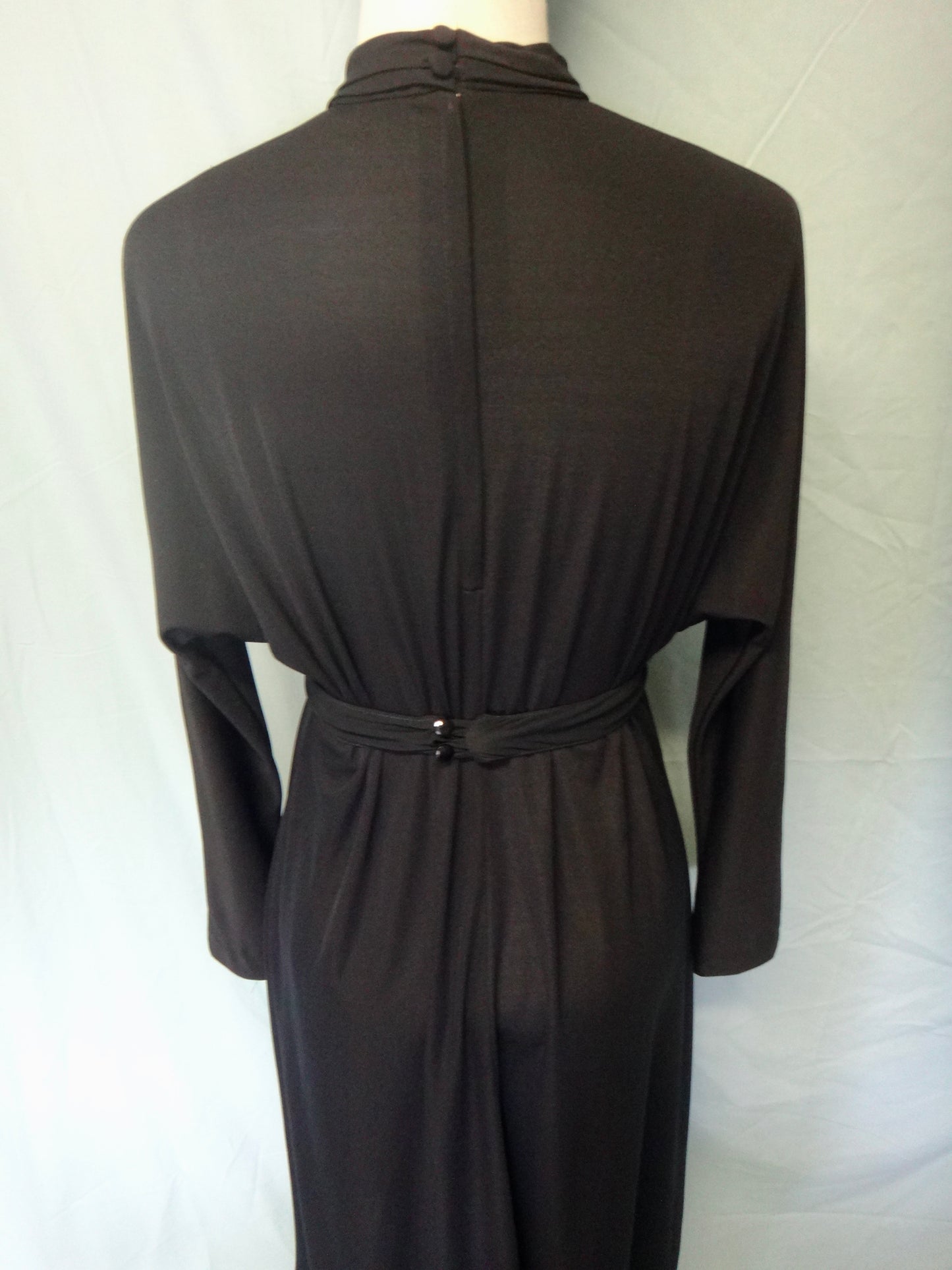 80s Black Batwing Evening Dress