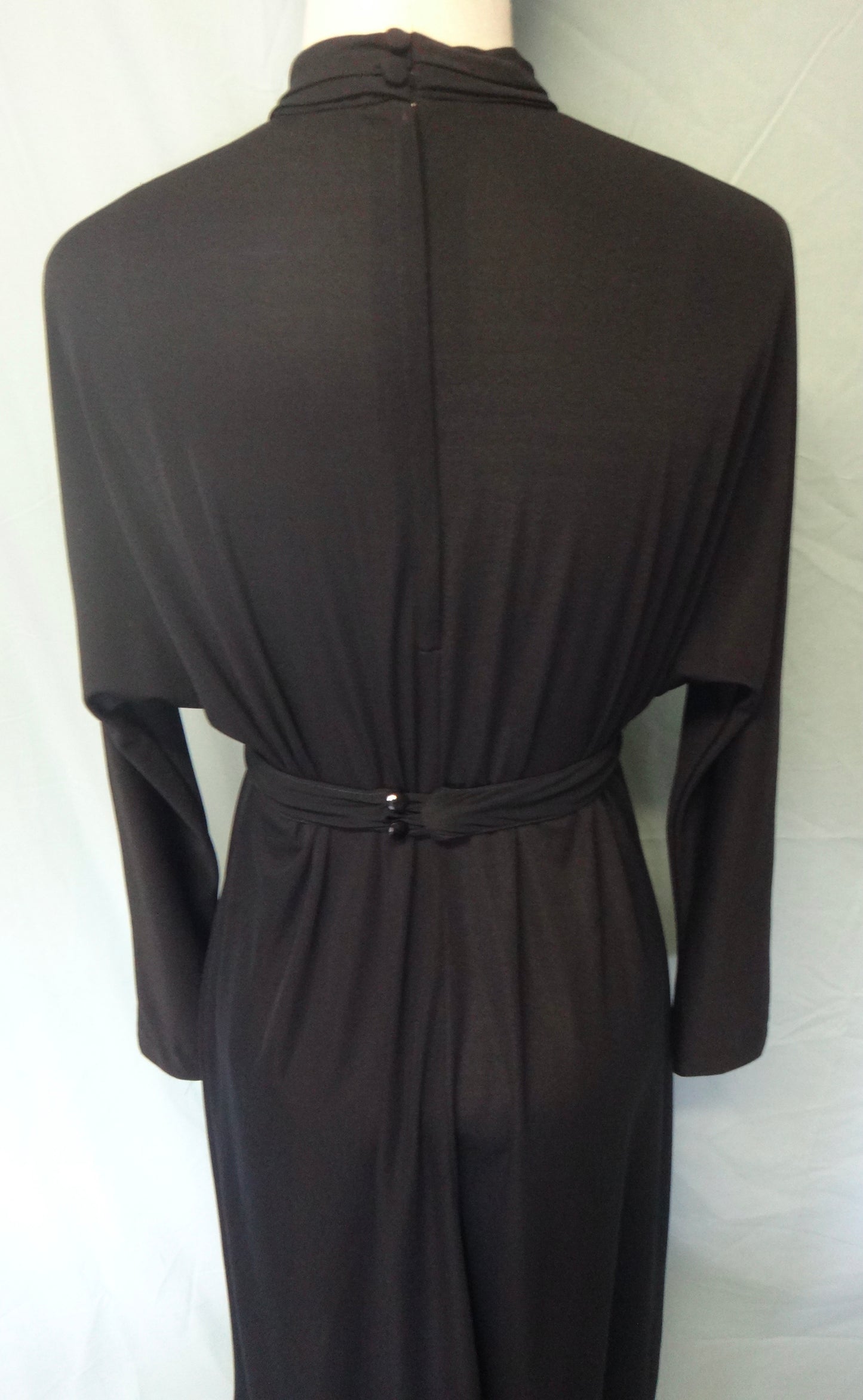 80s Black Batwing Evening Dress