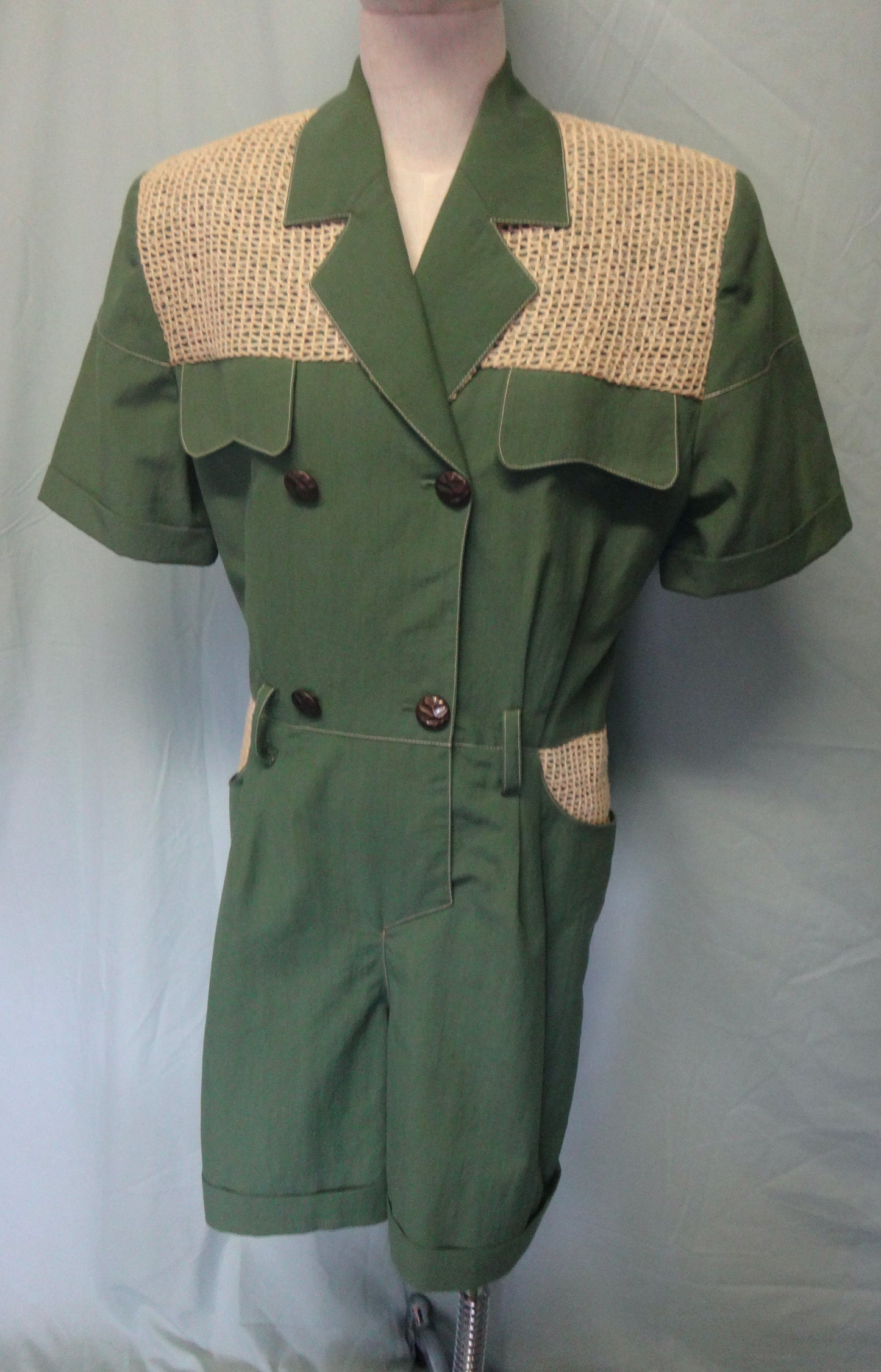 80s Safari Short Jumpsuit in Khaki