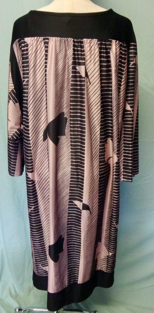 80s Black Pink Geo Print Dress