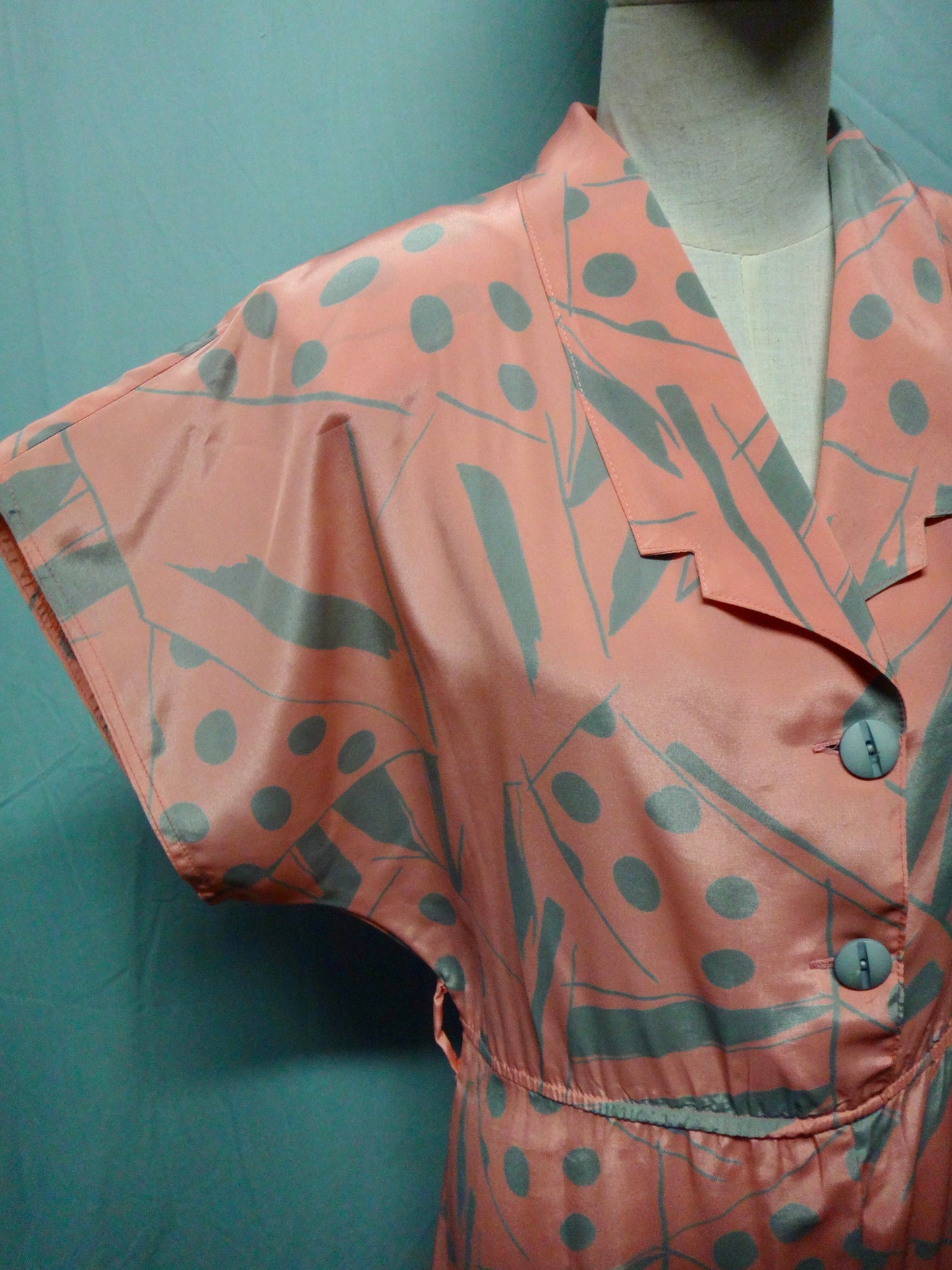 80s Lolly Pink Sketch-Dot Print Dress