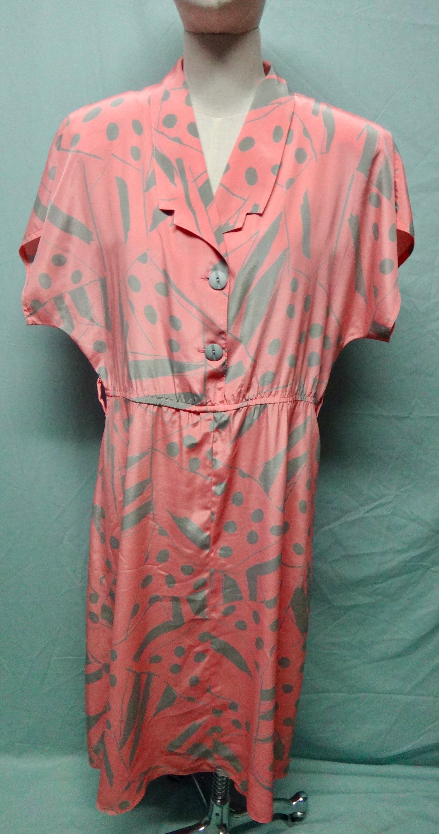 80s Lolly Pink Sketch-Dot Print Dress