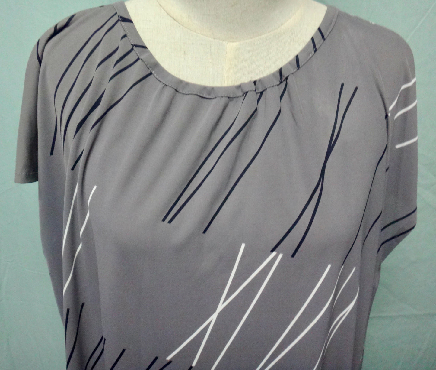 80s Abstract Grey Tunic Top Mini Dress