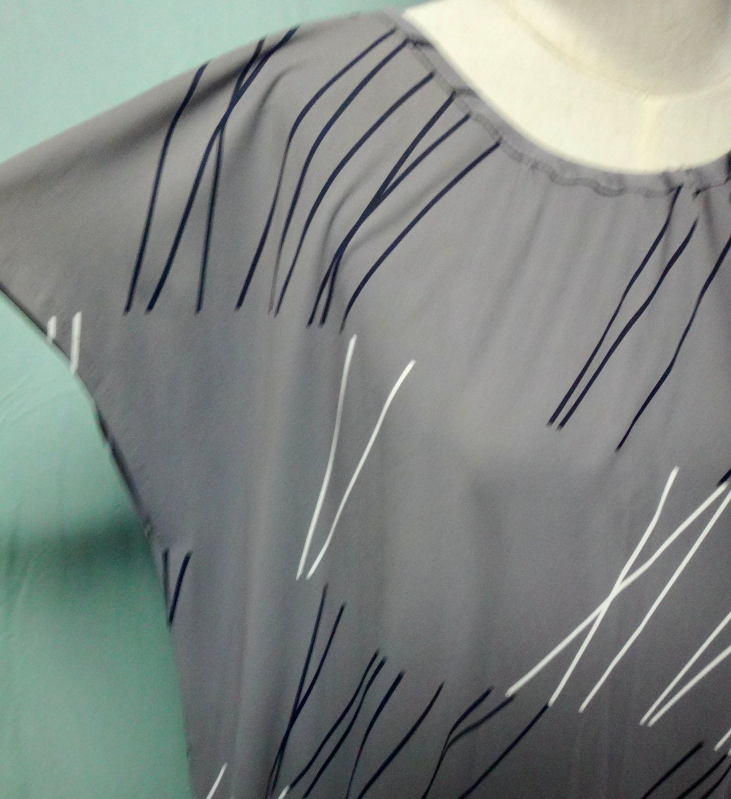 80s Abstract Grey Tunic Top Mini Dress