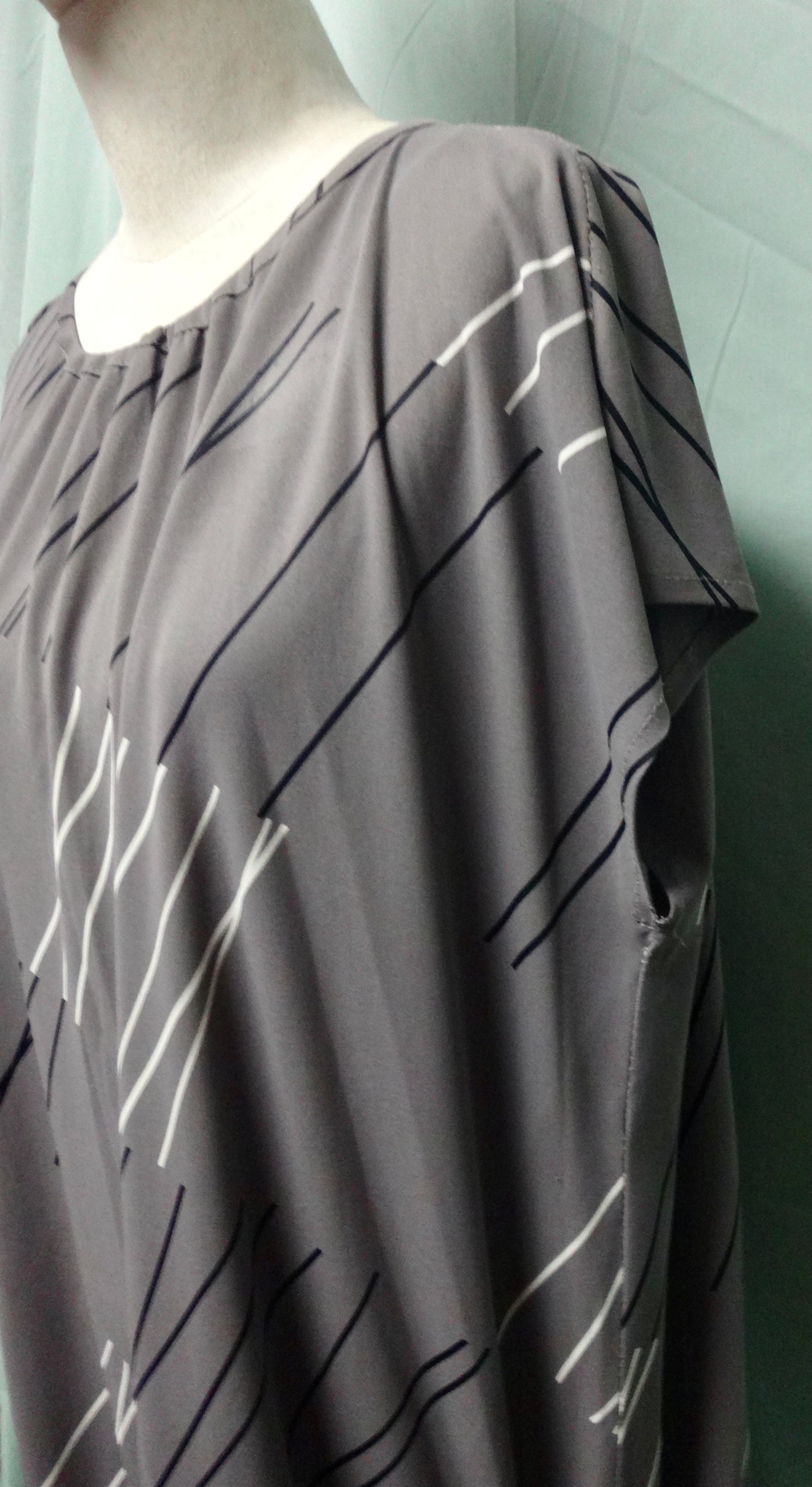 80s Abstract Grey Tunic Top Mini Dress