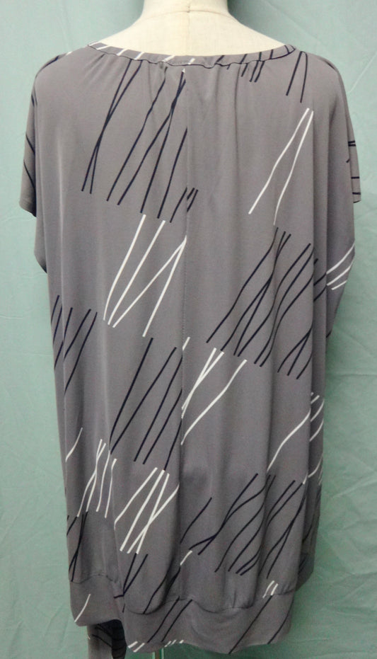 80s Abstract Grey Tunic Top Mini Dress